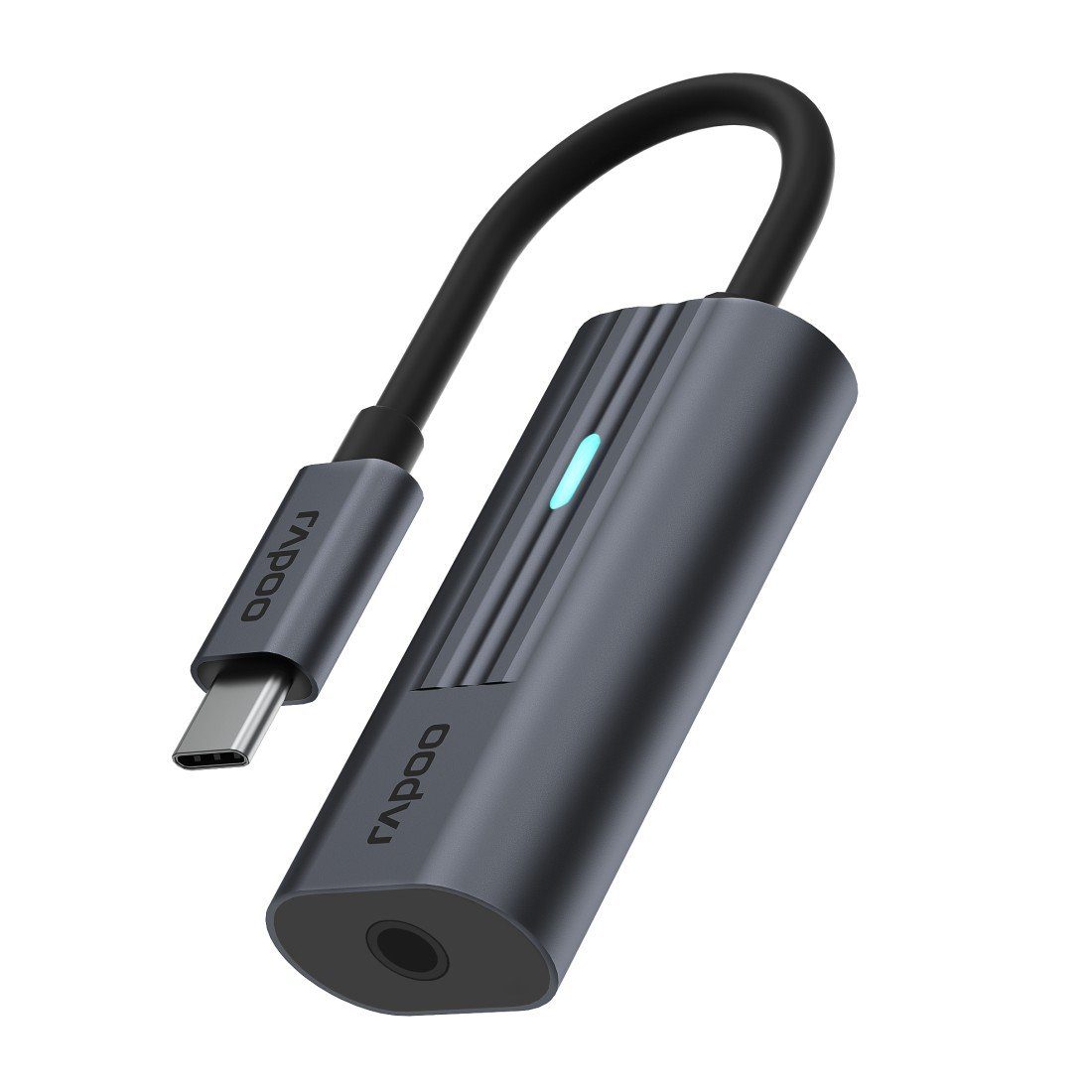 Rapoo UCA-1002 USB-C Adapter, USB-C auf 3,5 mm Audio, Grau USB-Adapter USB-C zu 3,5-mm-Klinke, 15 cm