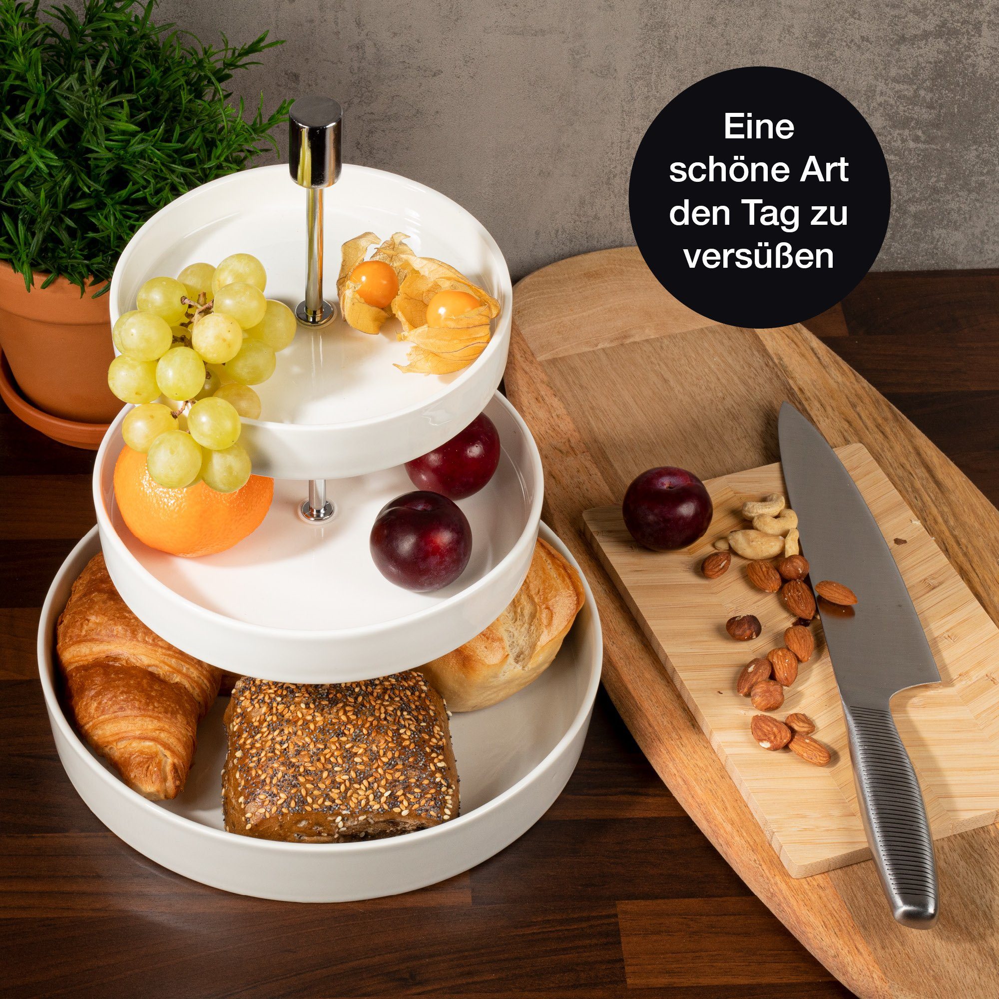 Moritz & Moritz Etagere Obst Etagere, Porzellan, (3 Etagen), Perfekt als Obstschale für Obst Aufbewahrung, Muffins und Cupcakes