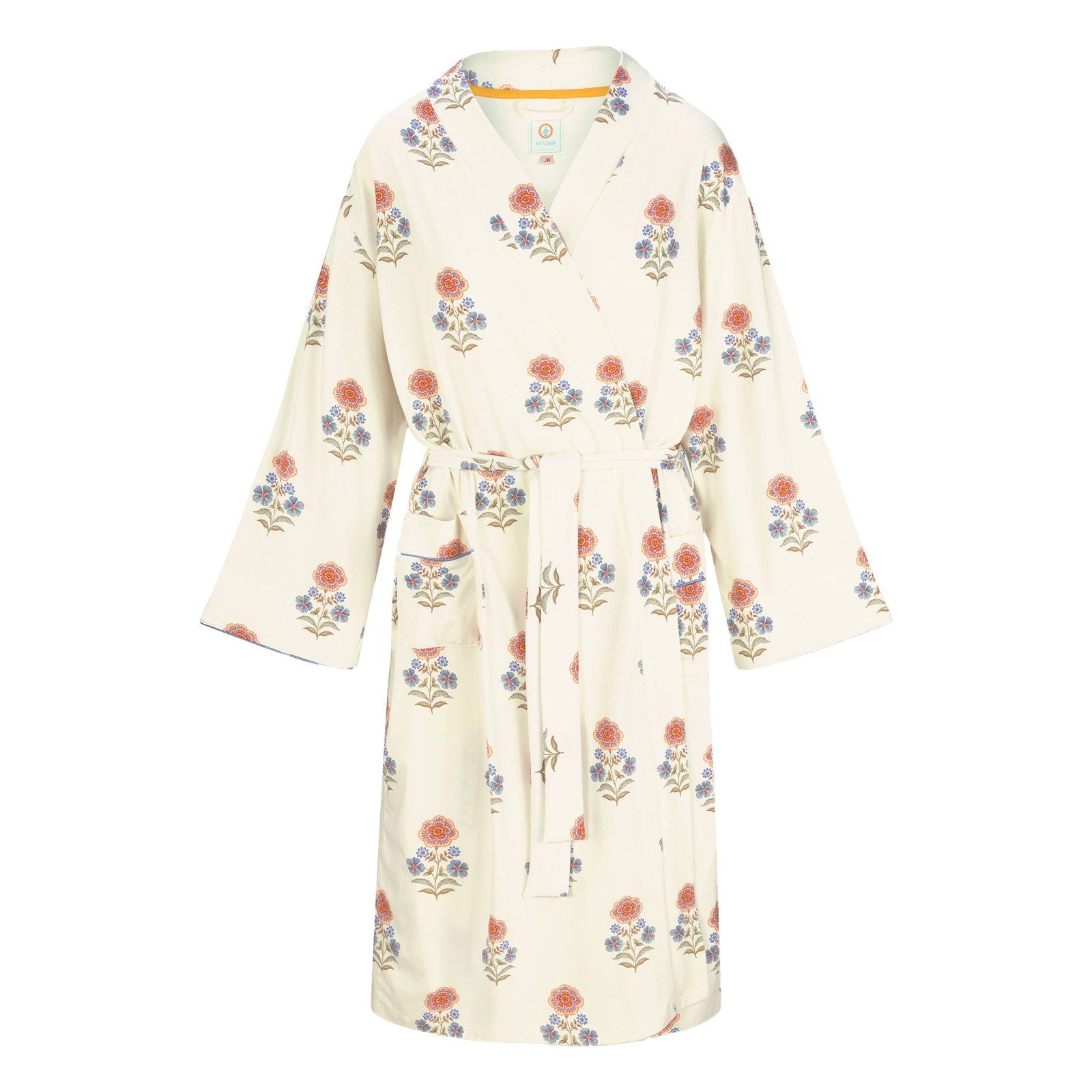 PiP Studio Kimono Naomi Kimono Tanaka, knielang, Viskose, mit breitem Gürtel zum binden, Bindegürtel, mit Bindegürtel