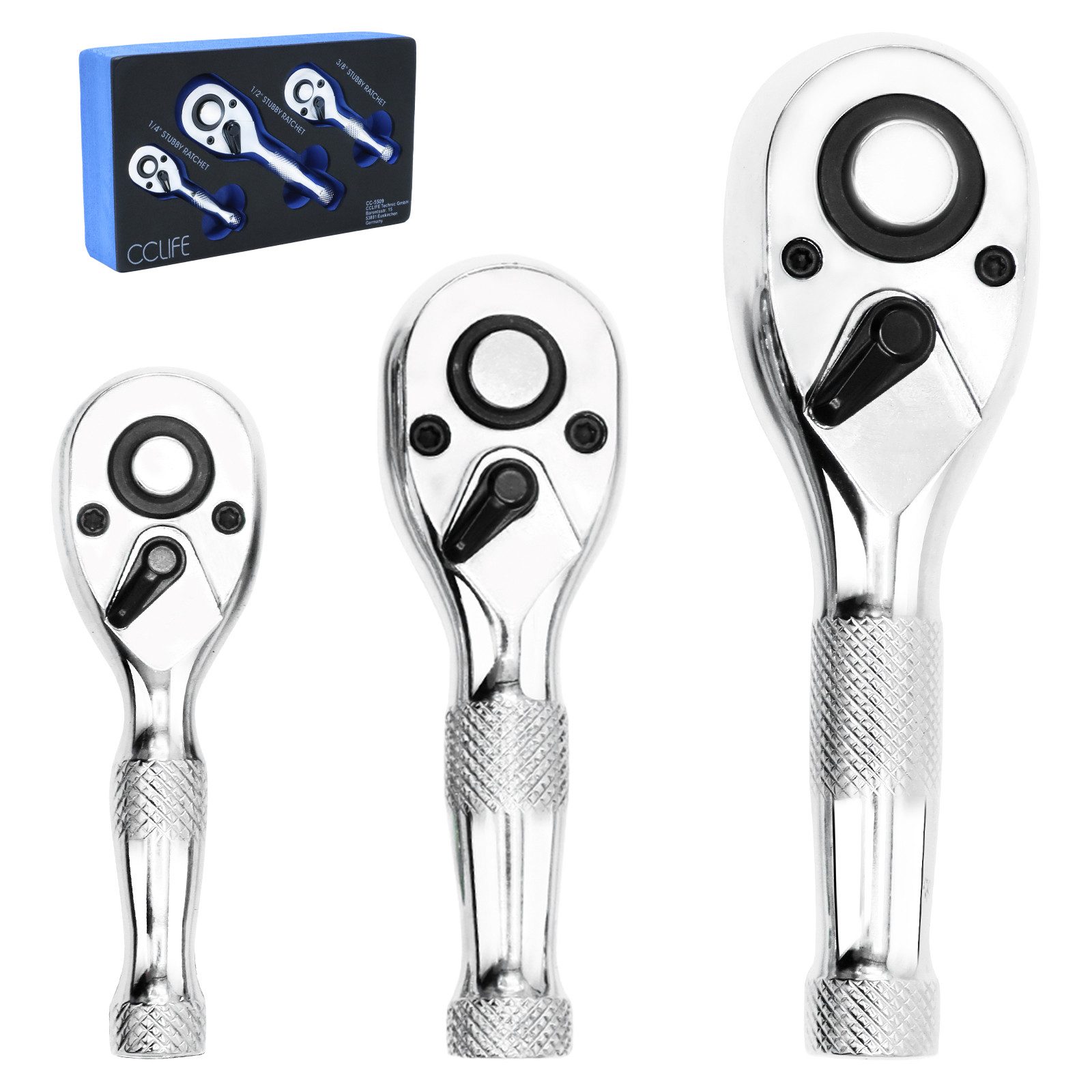 CCLIFE Akku-Ratschenschrauber Knarre Mini 1/4 3/8 1/2 Zoll Set Feinverzahnt günstig online kaufen