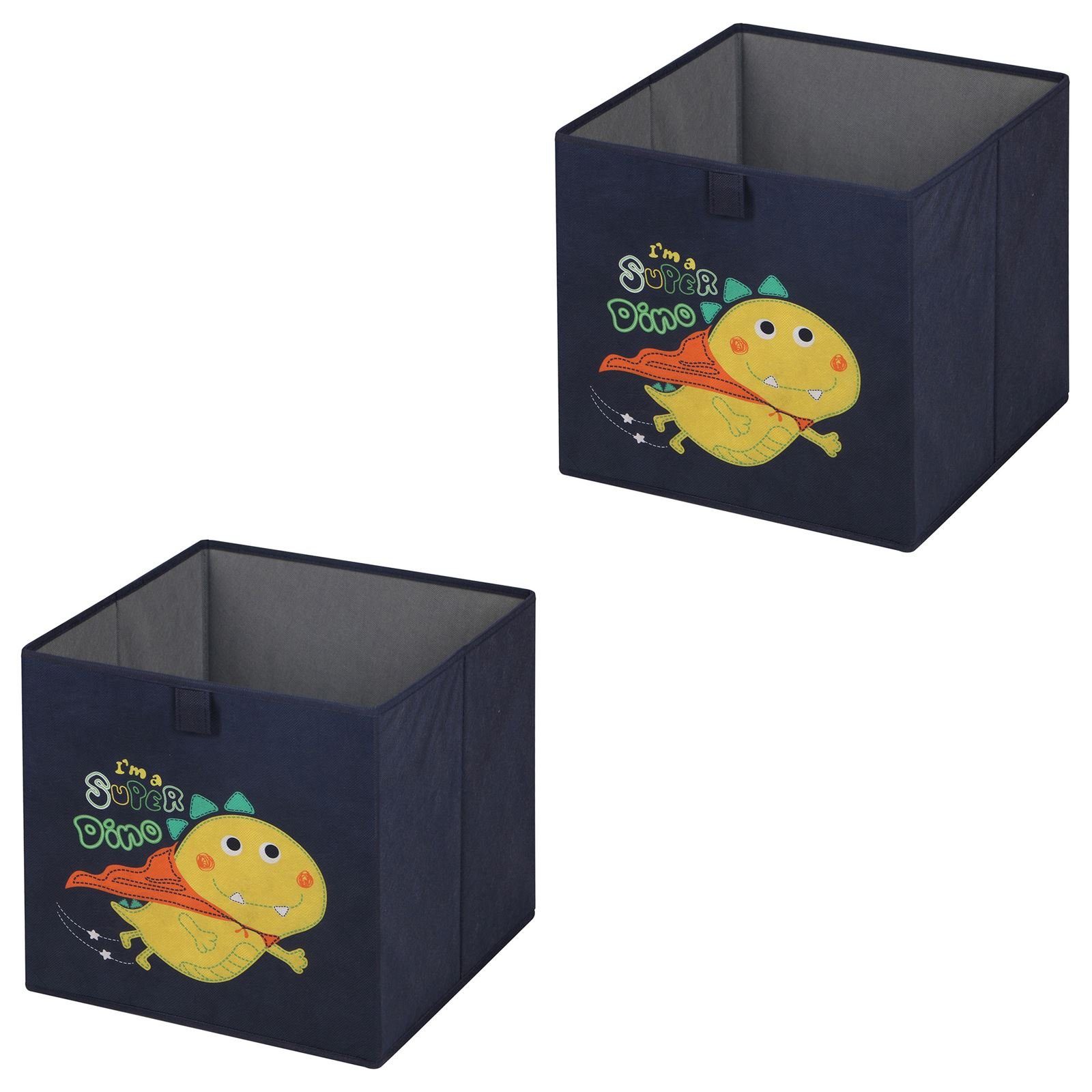 IDIMEX Aufbewahrungsbox DINO (Set), Faltbox Stoffbox im 2er Pack Regalbox Aufbewahrungsbox blau Dinosaurie