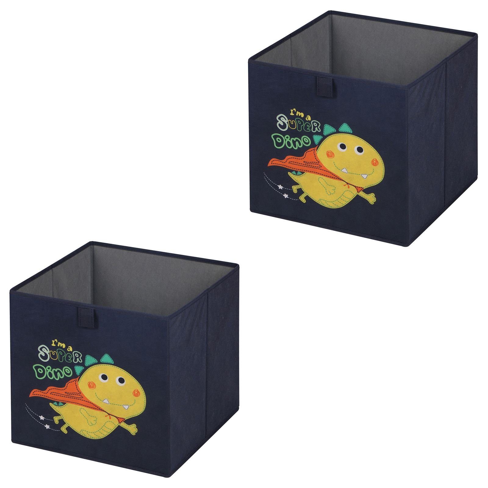 IDIMEX Aufbewahrungsbox DINO-2 (Set), Regalbox für Kinderzimmer, 2er Set Aufbewahrungsbox mit Dino Motiv