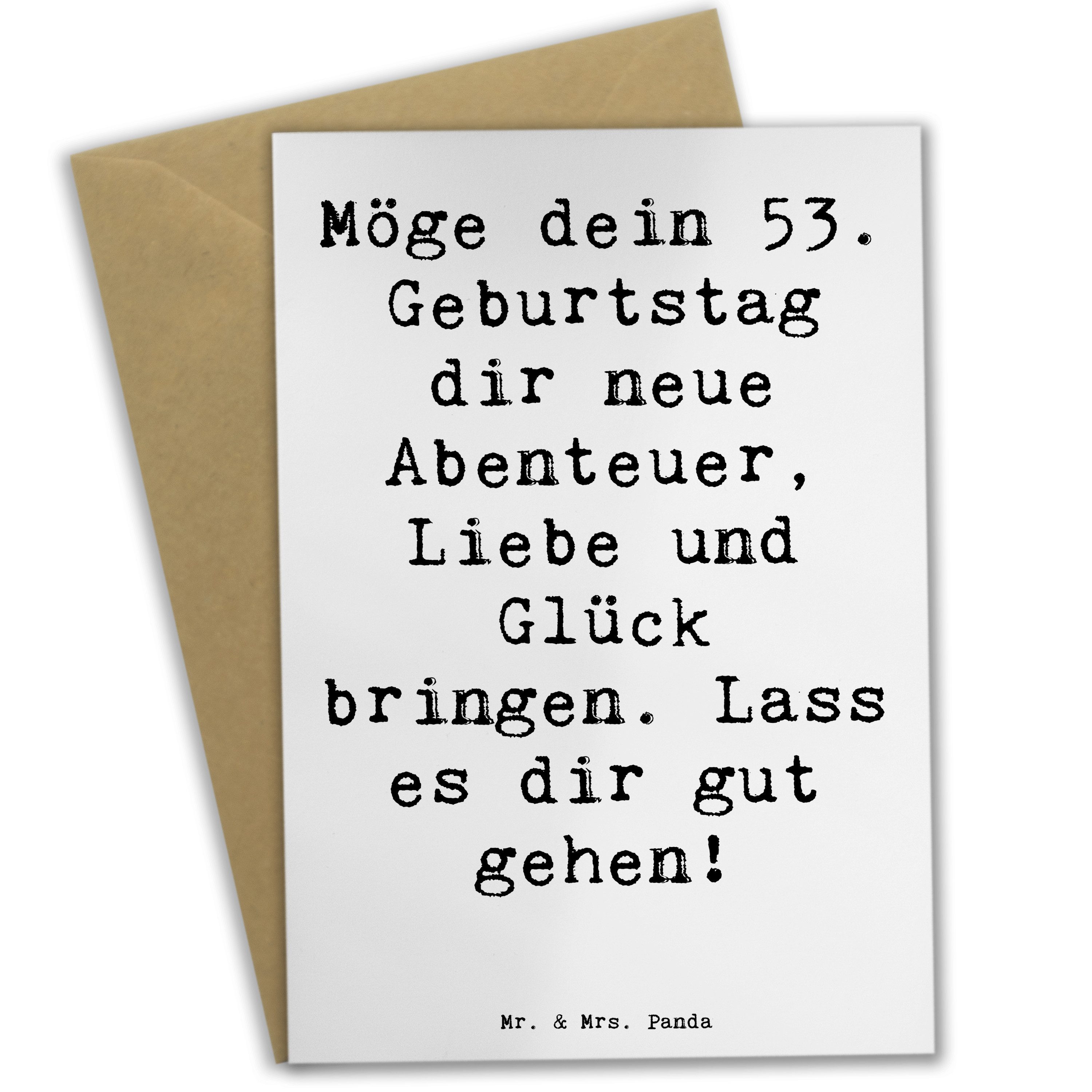 Grußkarte Spruch 53. Geburtstag Abenteuer - Weiß - Geschenk, besondere Wünsche
