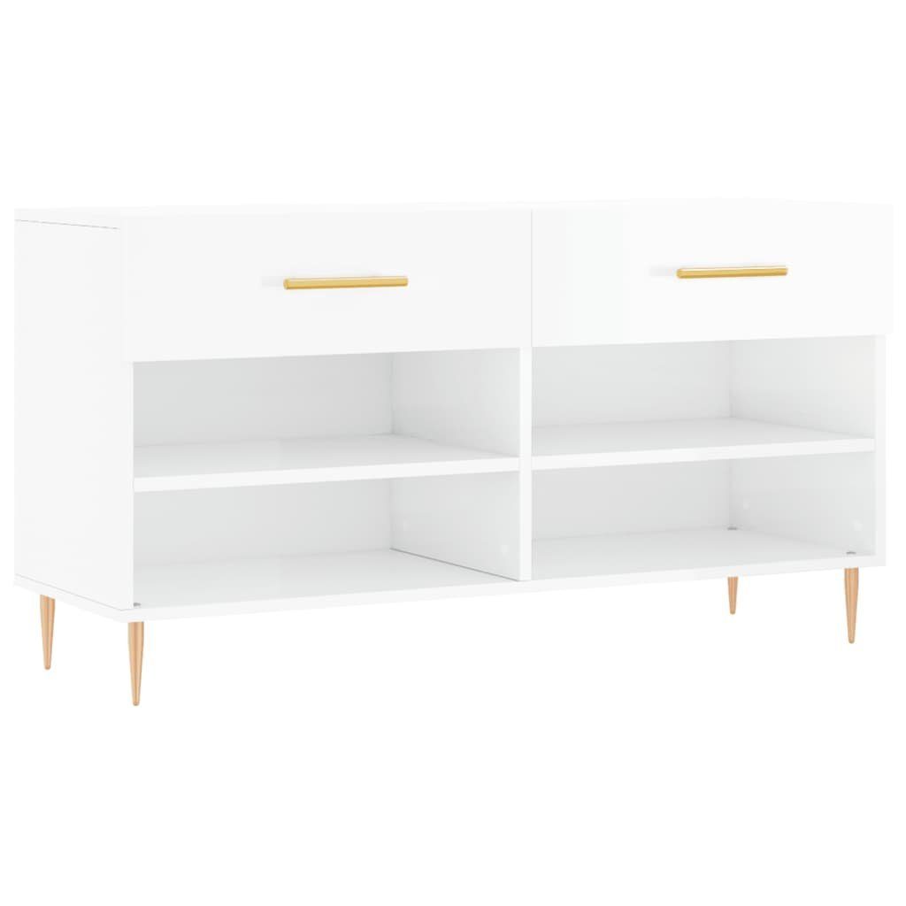 furnicato Schuhbank 102 x 35 x 55 cm Hochglanz-Weiß mit Stauraum und (1-St)