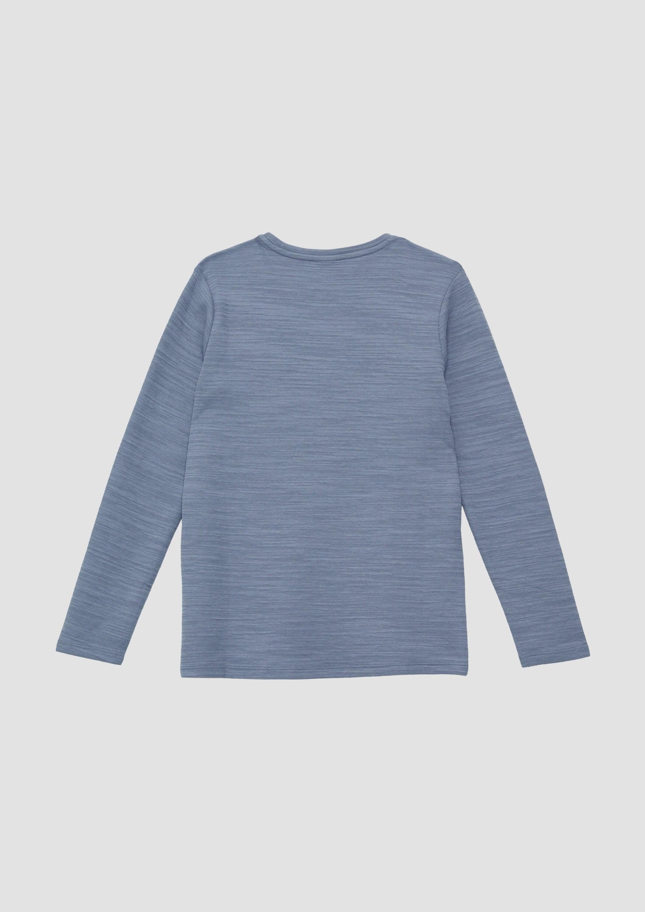 s.Oliver Langarmshirt T-Shirt Strukturiertes Langarmshirt mit Frontprint – Bild 2 von 4