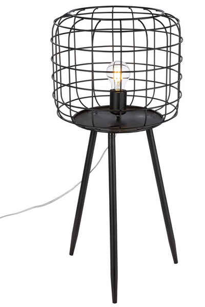 GILDE Tischleuchte GILDE Bodenlampe Basket - schwarz - H. 70cm x D. 31,5cm