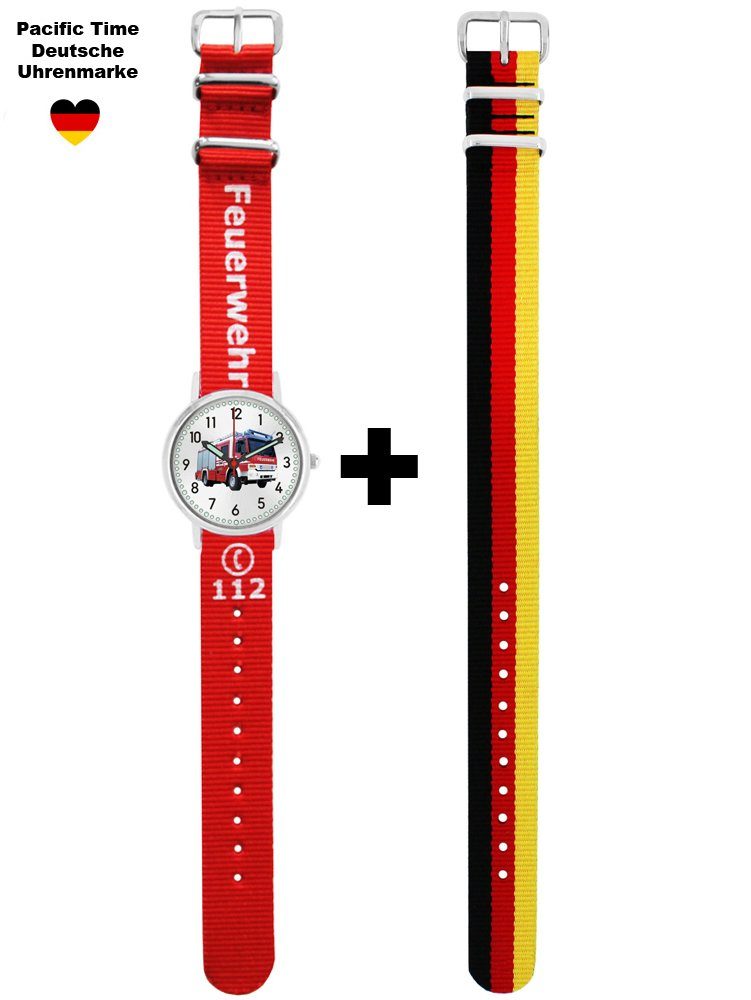 Design Wechselarmband, Armbanduhr Mix - Set schwarz Match Kinder und gelb Time rot Versand Gratis Feuerwehr Quarzuhr Pacific