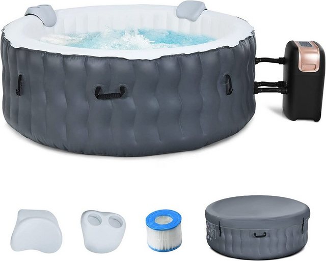 KOMFOTTEU Whirlpool Aufblasbarer Whirlpool für 2-4 Personen, mit Kopfstütze, 180 x 68 cm