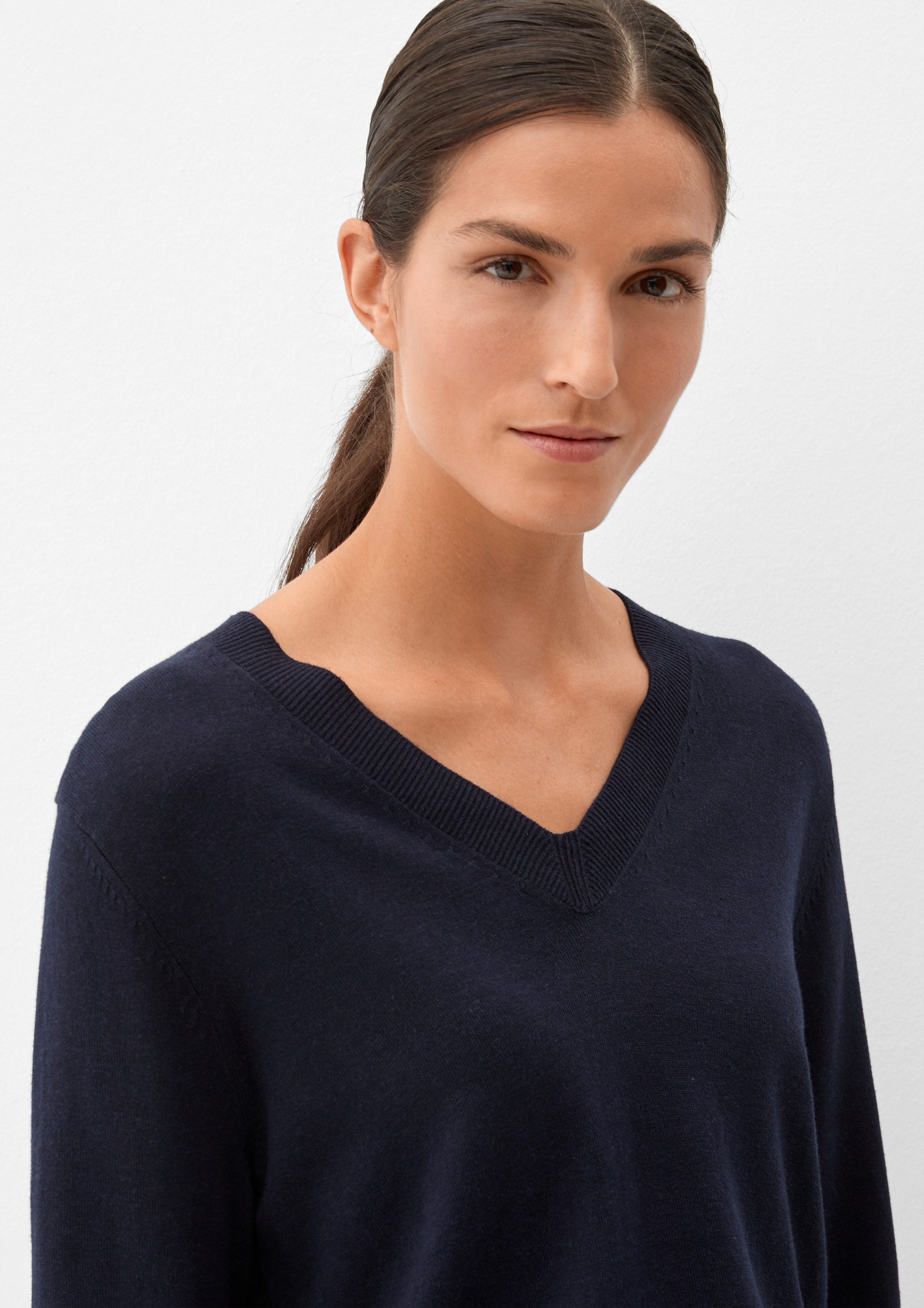 s.Oliver Longpullover Strickpullover Feinstrickpullover aus Viskosemix