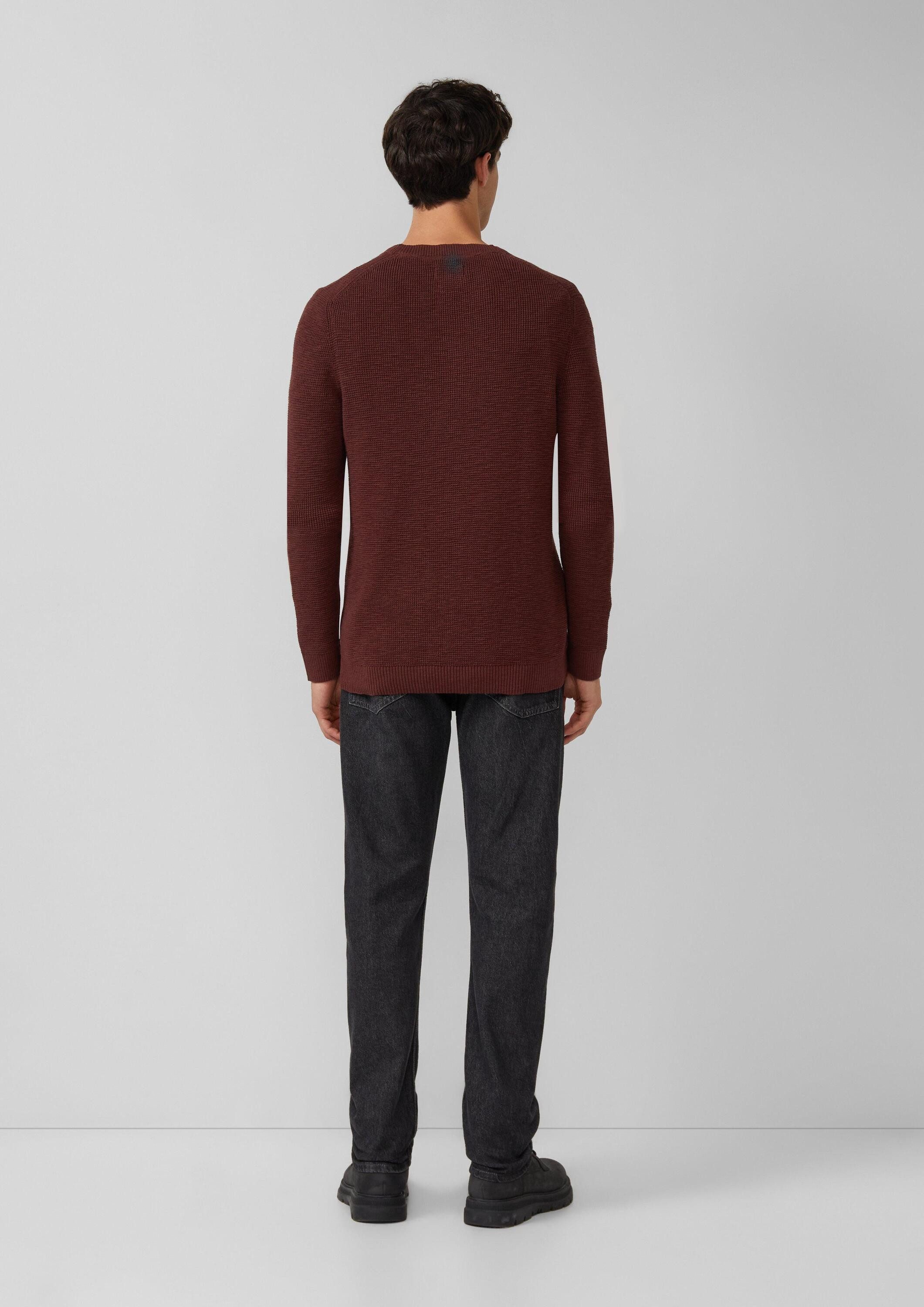 s.Oliver Longpullover Strickpullover Strickpullover mit Crew Neck und Strukturmuster