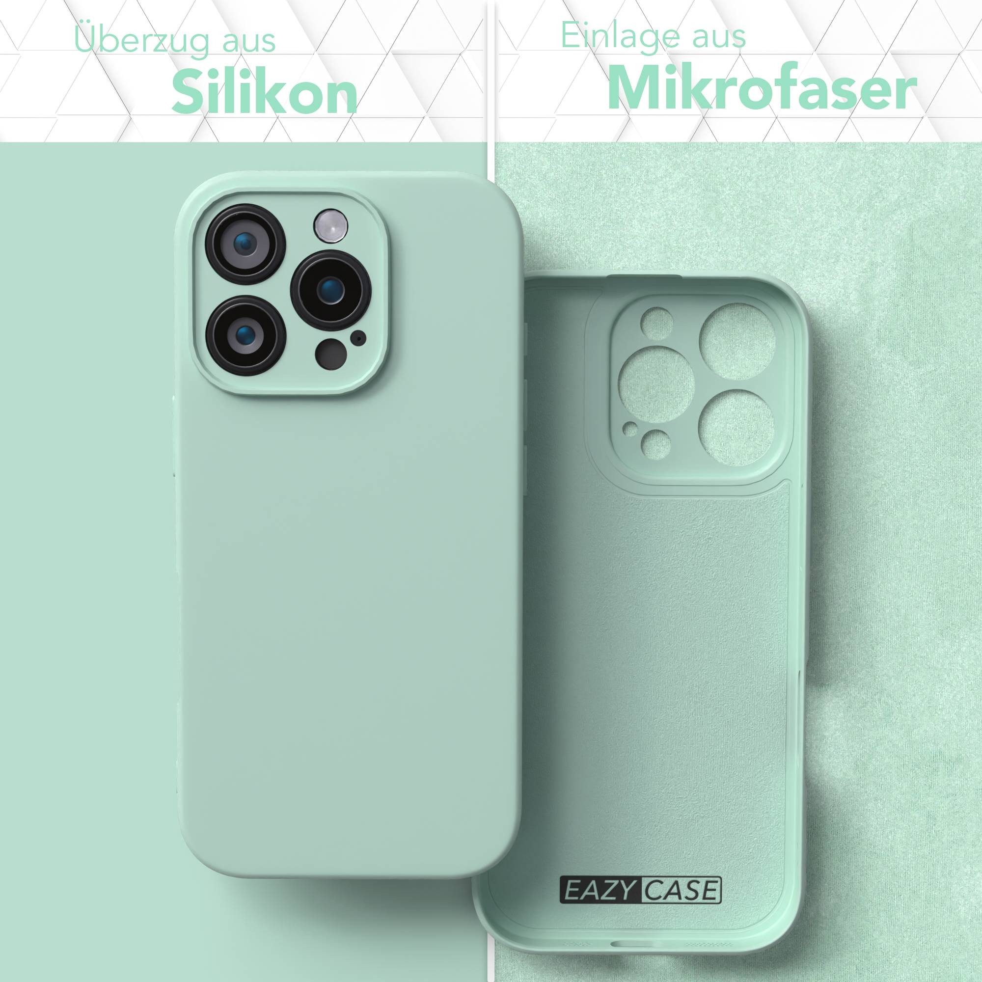EAZY CASE Handyhülle für Apple iPhone 16 Pro Hülle Silikon 6,3 Zoll, Hülle Silikon kratzfest Smart Slimcover Bumper Case Etui Mint Grün