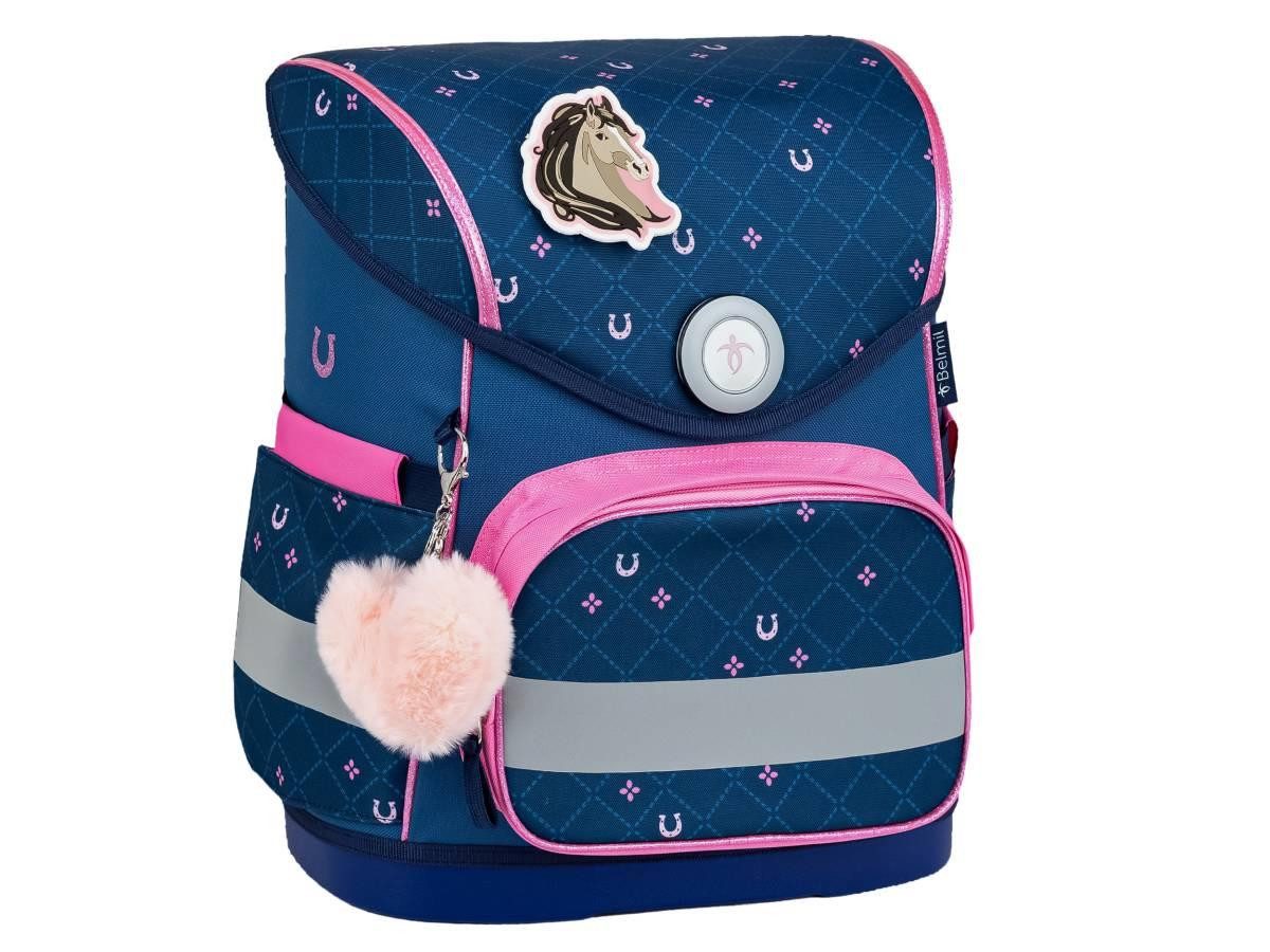 Belmil Schulranzen Compact mit Patch 2026 (4-tlg), 19 Liter Volumen, Einschulung, Grundschule, Pferde, für Mädchen