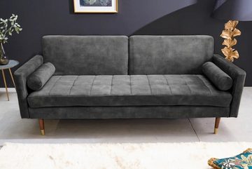 LebensWohnArt Sofa Elegantes Schlafsofa DIVANO 196cm grau Mikrovelours 3-Sitzer