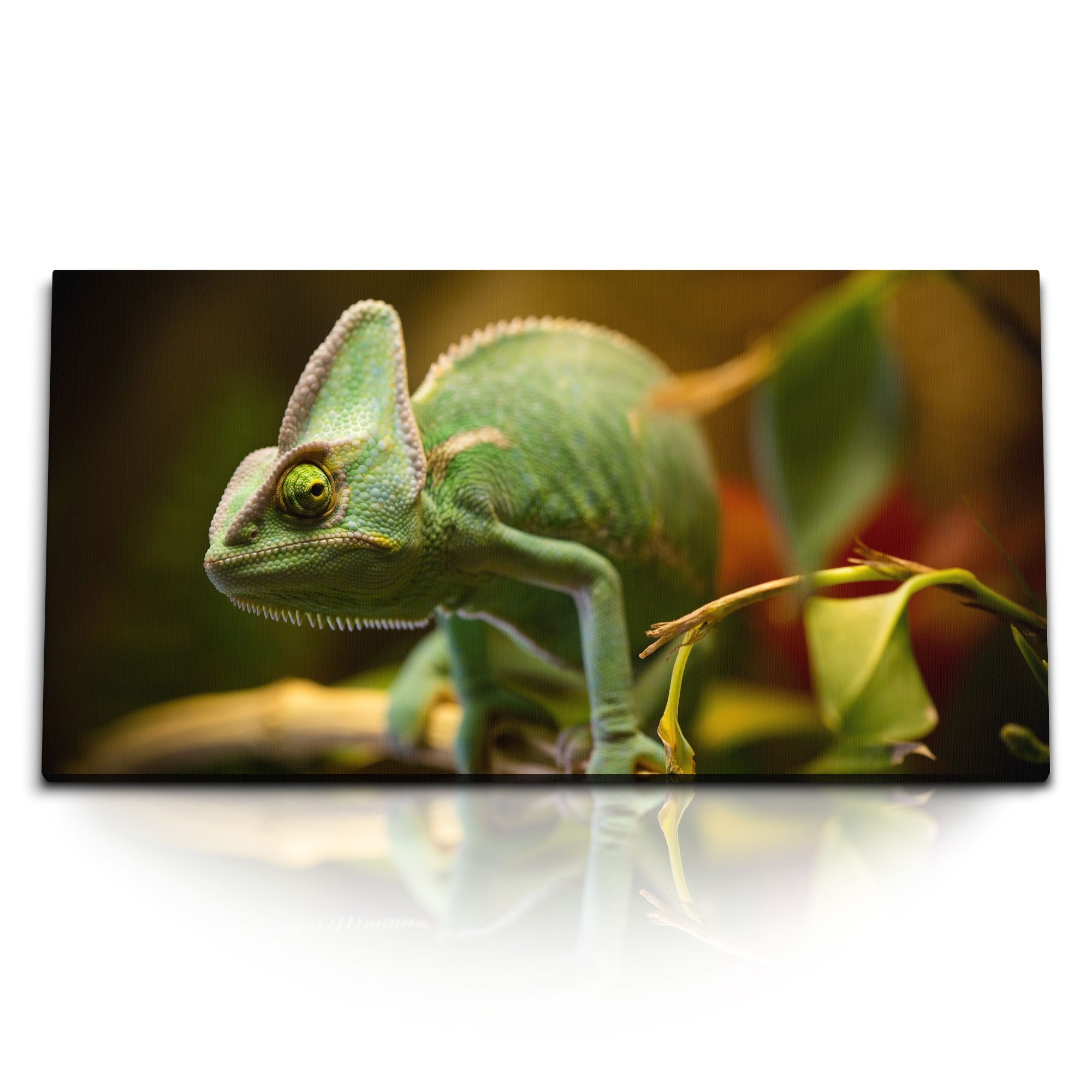 Leinwandbild Kunstdruck Bilder 120x60cm Chamäleons Reptil Tropisch Dschungel Regenw