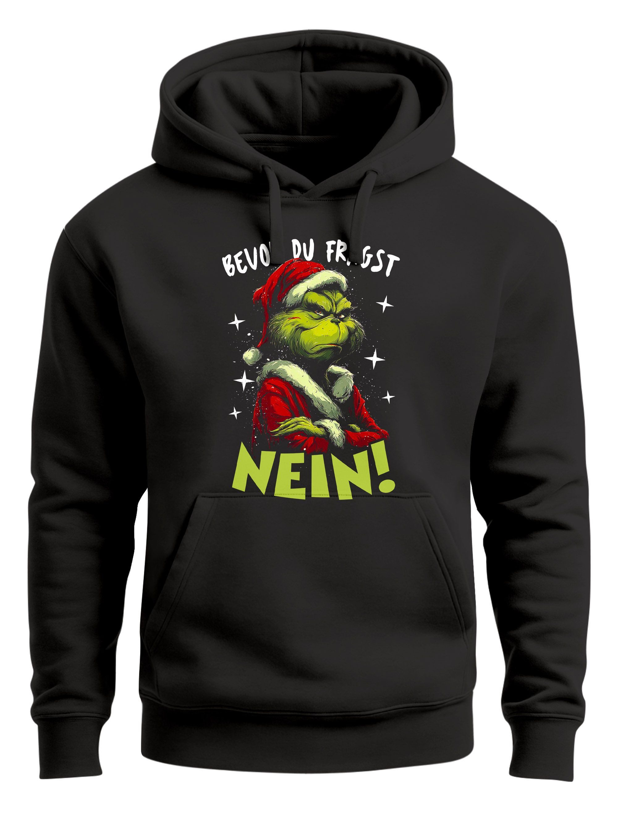 MoonWorks Hoodie Hoodie Herren Weihnachten Spruch Bevor du fragst – NEIN