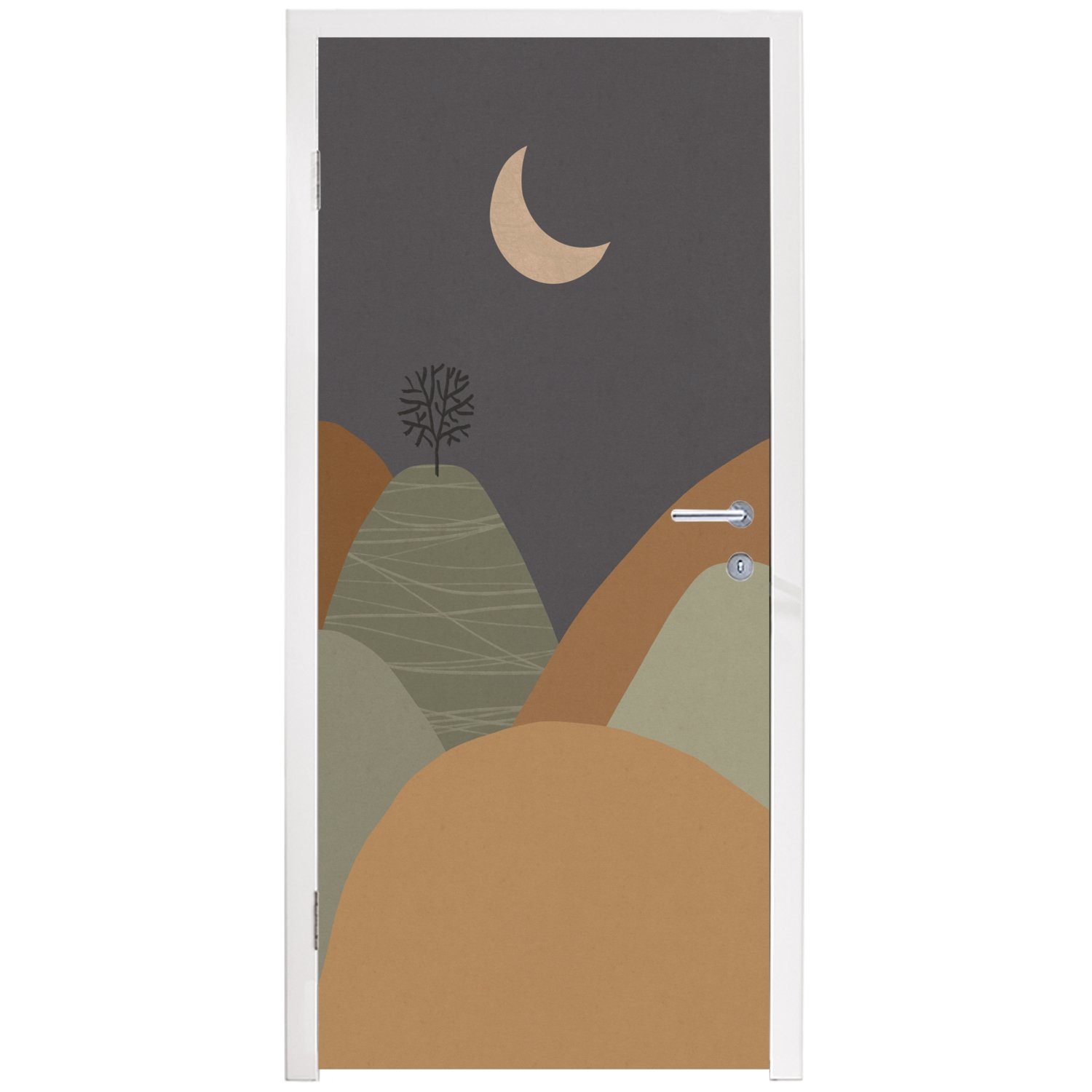 Türaufkleber, bedruckt, für Berg Tür, Fototapete - - (1 Baum MuchoWow 75x205 - Mond cm St), Türtapete Pastell, Matt,