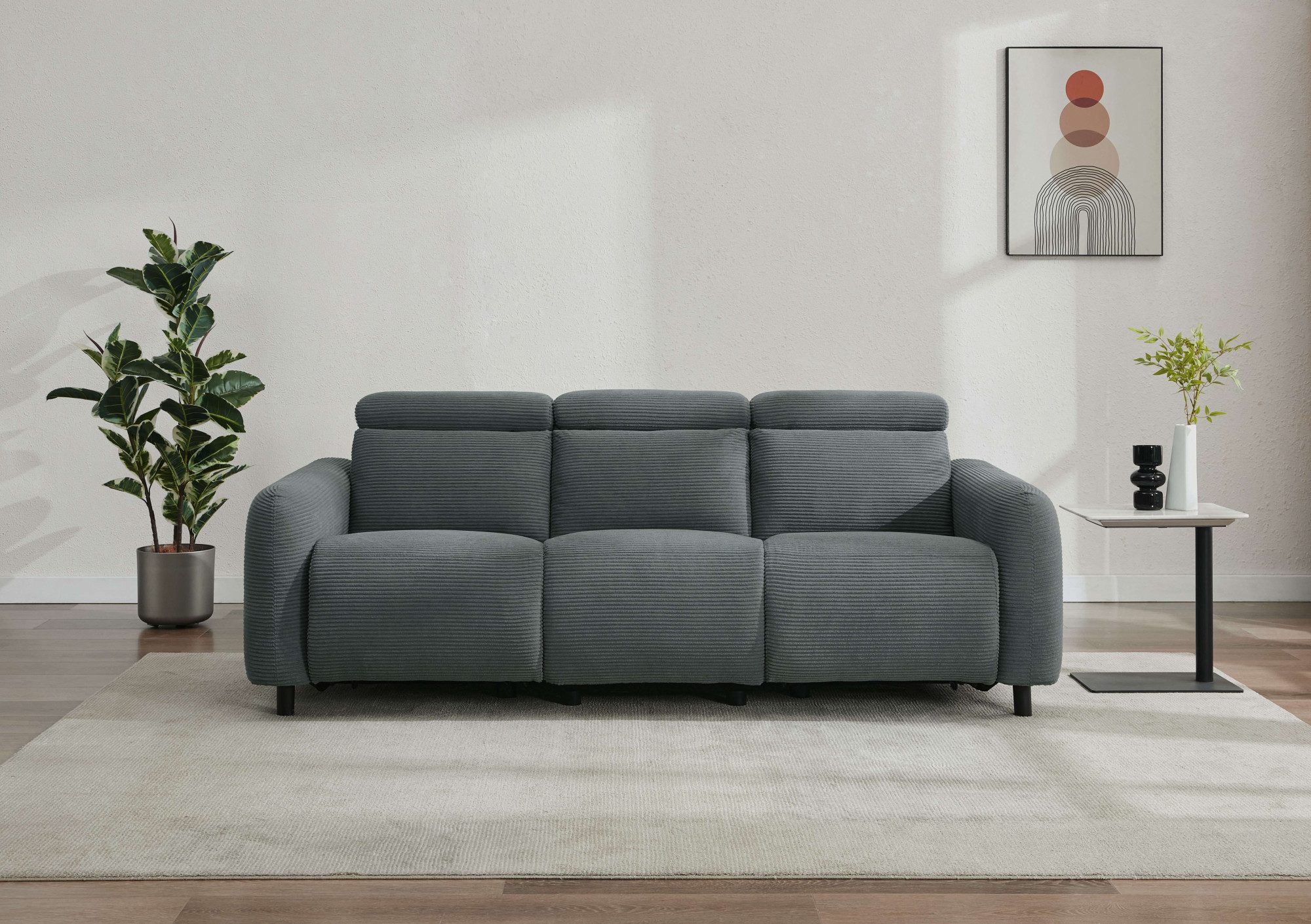 3-Sitzer SKAANE in Cord, Sofa mit manueller u. elektrischer Relaxfunktion