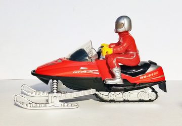 Toi-Toys Modellauto SCHNEEMOBIL mit Fahrer Licht Sound 12cm Spielzeug 45 (Rot), Maßstab 1:20 - 1:35, Wintersport Snowmobile