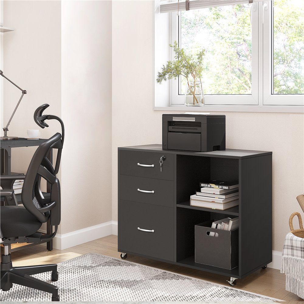 Yaheetech Aktenschrank mit Rollen, Schubladen und offenen Fächern günstig online kaufen