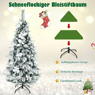 COSTWAY Künstlicher Weihnachtsbaum, 339 PVC Zweige mit Schnee, Ständer