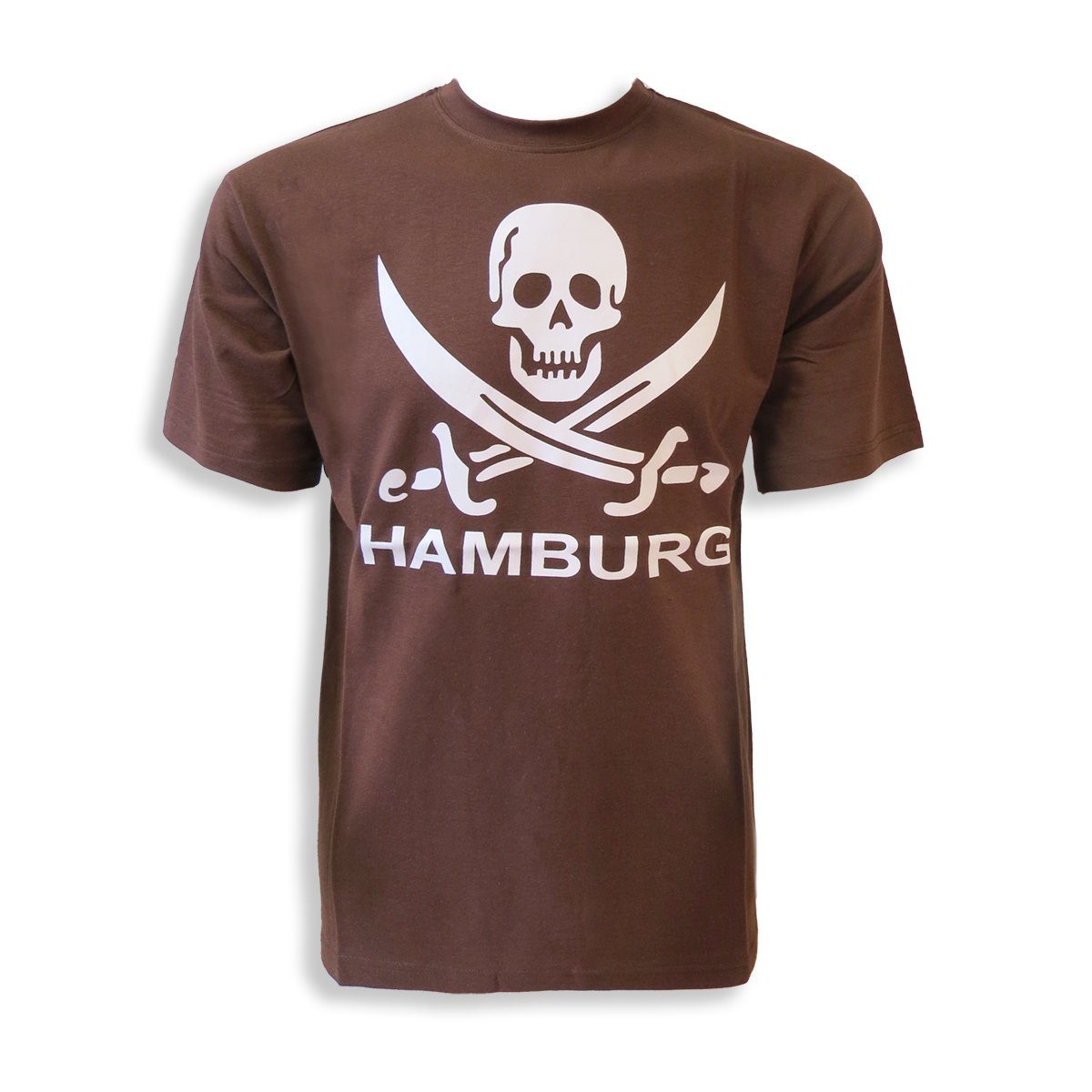 Sonia Originelli T-Shirt T-Shirt "Totenkopf Hamburg" Schwert Skull Schwarz-Gold