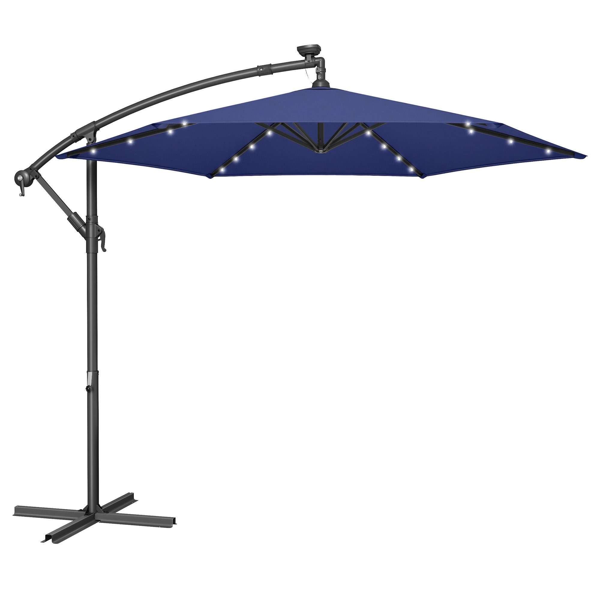 SONGMICS Sonnenschirm, Ø 300 cm,LED-Solar-Beleuchtung,UPF 50+,mit Ständer