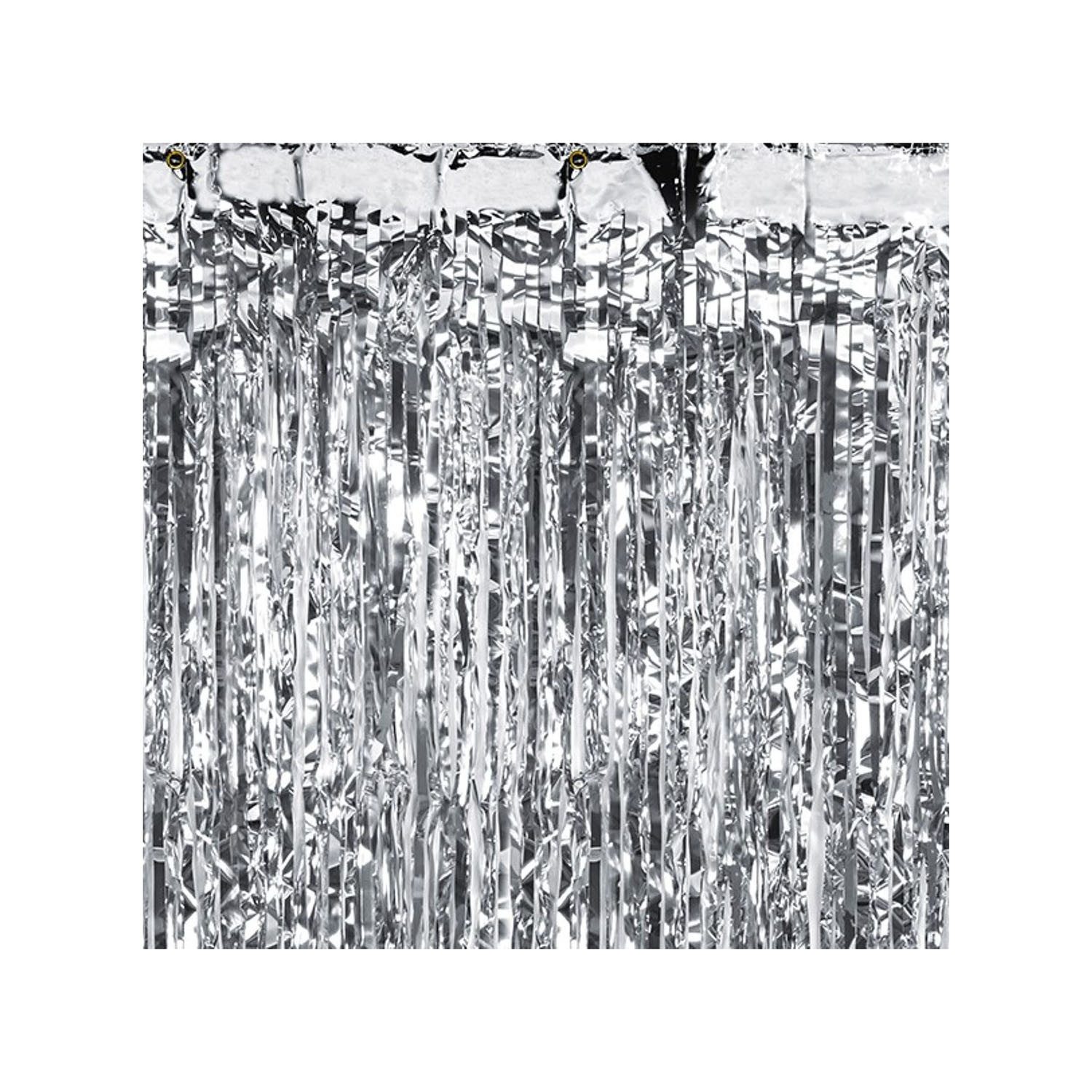 partydeco Hängedekoration Türvorhang Lametta 90x250cm, Silber