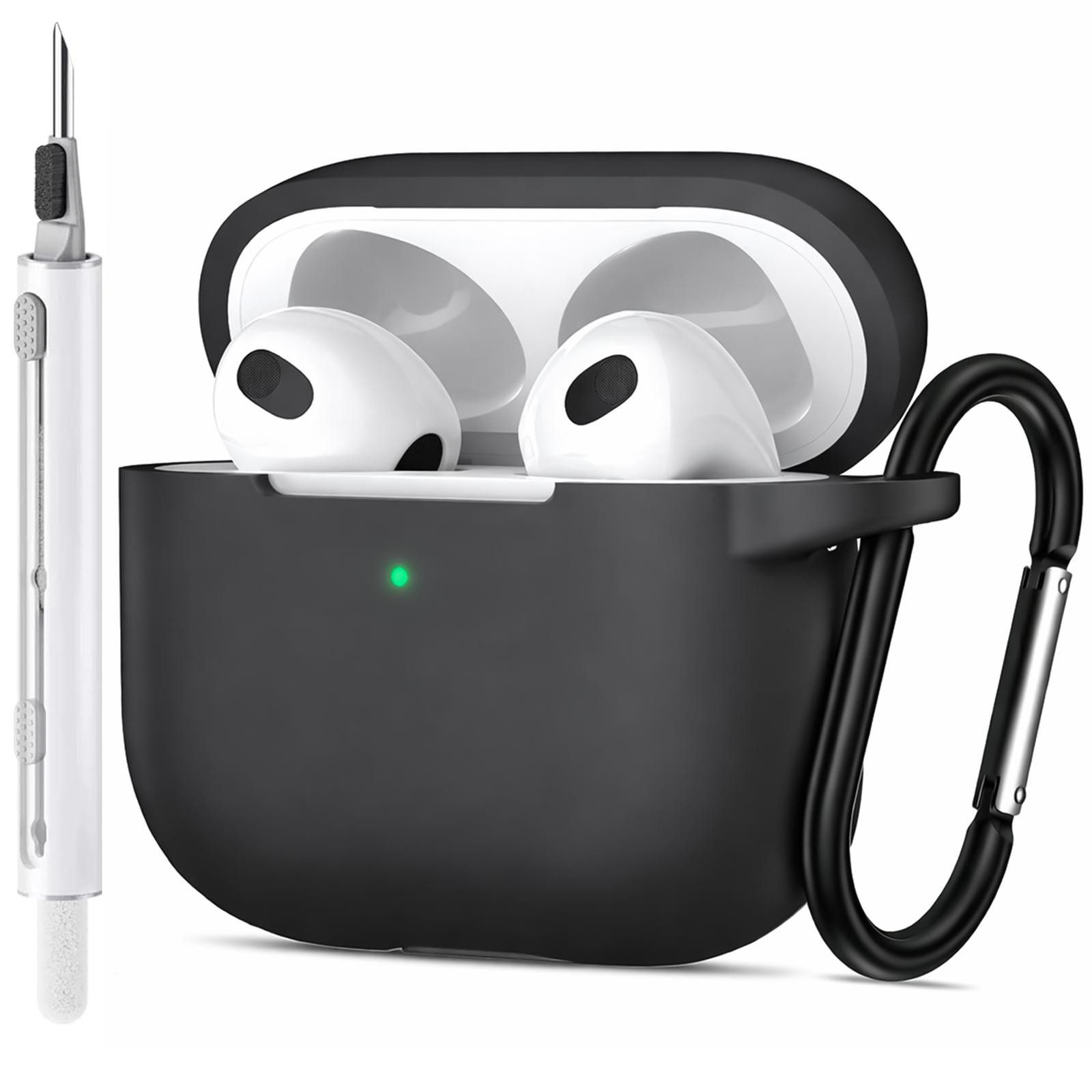 CoolGadget Kopfhörer-Schutzhülle für AirPods 3 Silikon, Stoßfest Clip Karabiner kabelloses laden Case Schutz Cover