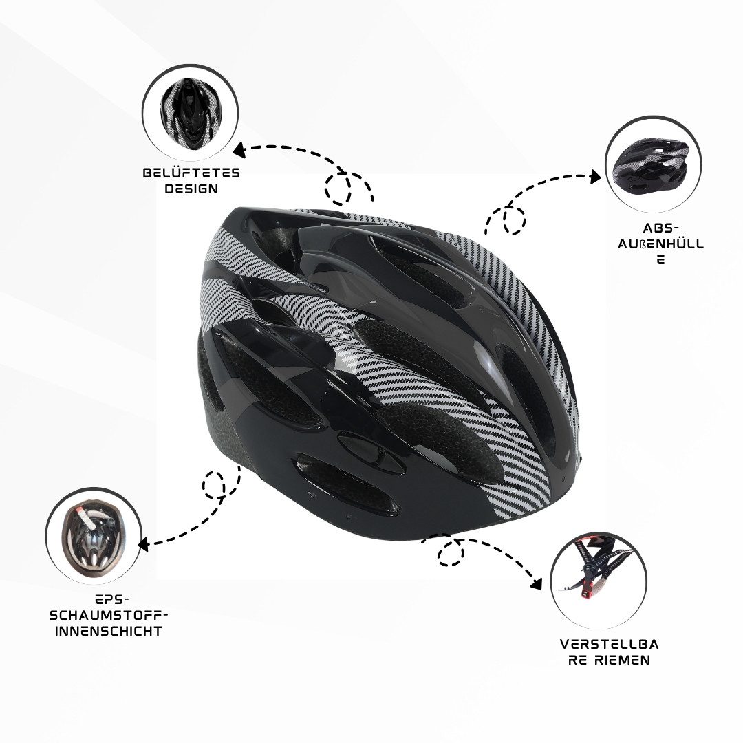 Endless Schutzhelm EL1049 Fahrrad- & Skatehelm – Verstellbar, Belüftet, Carbon Grau (Einzelartikel, 1 Stück), Stoßabsorbierende EPS-Schale – Bild 5 von 5