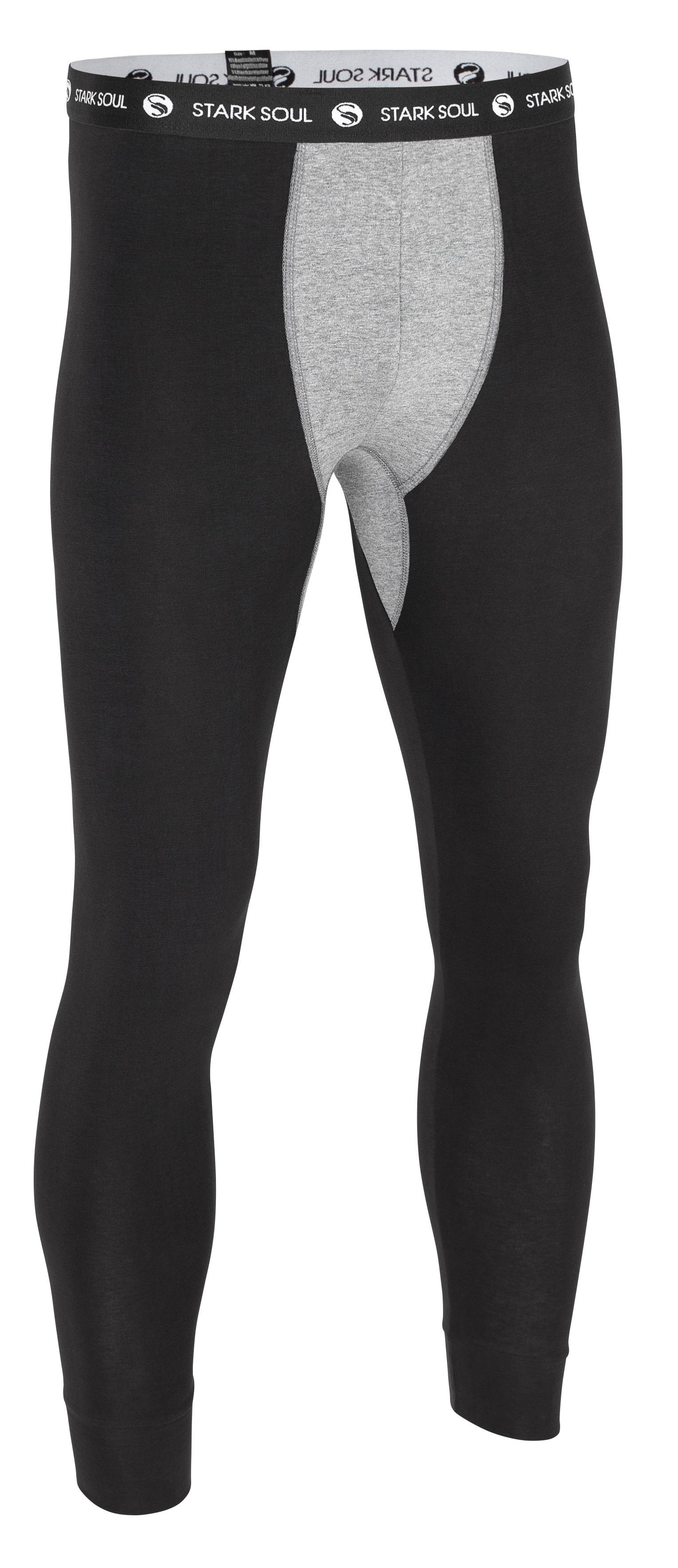 Stark Soul® Lange Unterhose Long John - Lange Unterhose mit weichem Web-Gummibund Logo Webbund Schwarz