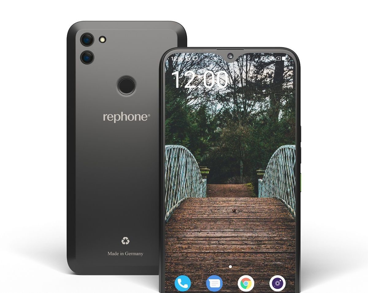 rephone REPHONE Powered by Gigaset 128 GB Schwarz Dual SIM Handy (6,3 Zoll, 64 MP Kamera)