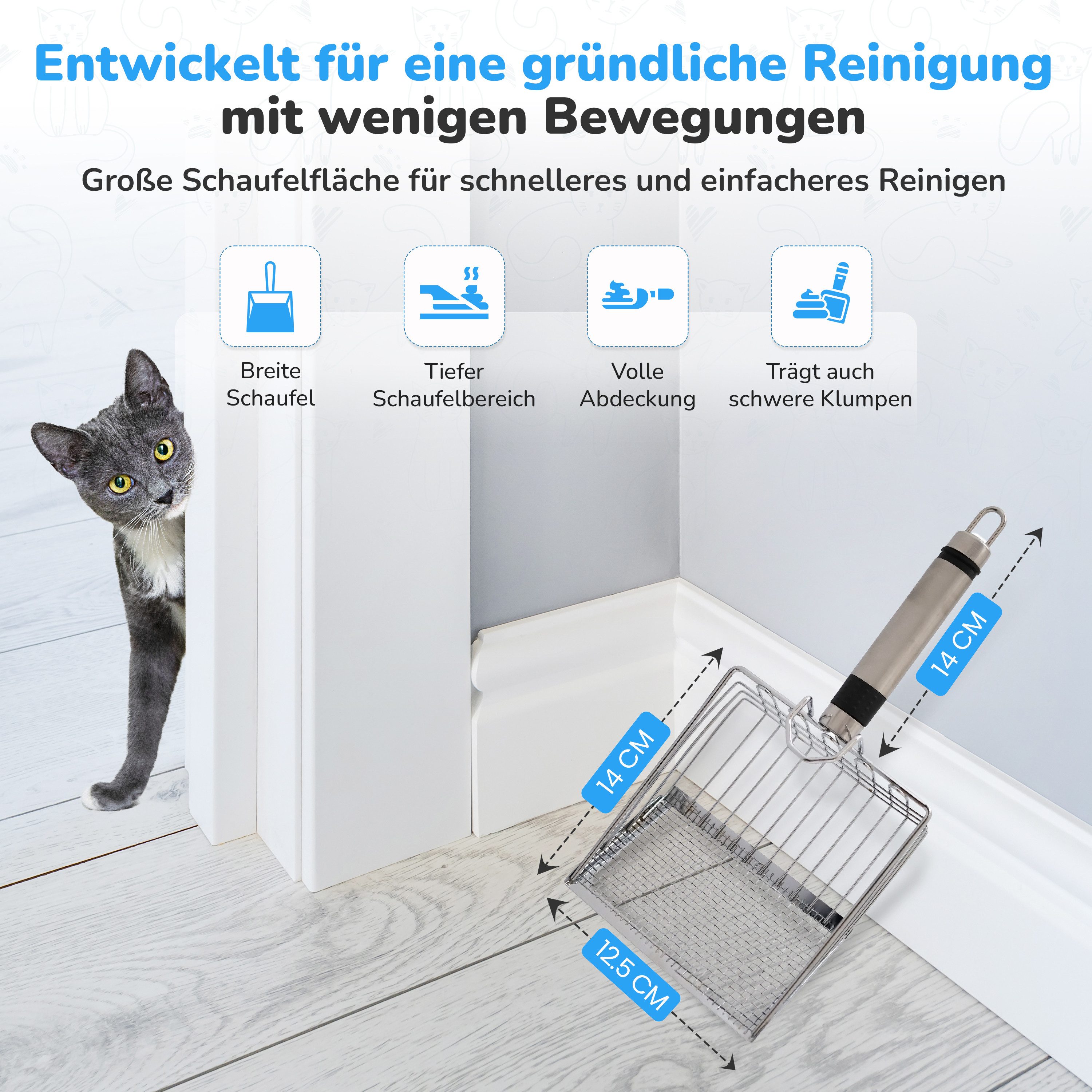 LINUMA Katzentoilette Edelstahl Katzensteuschaufel mit Kunststoffgriff Katz günstig online kaufen