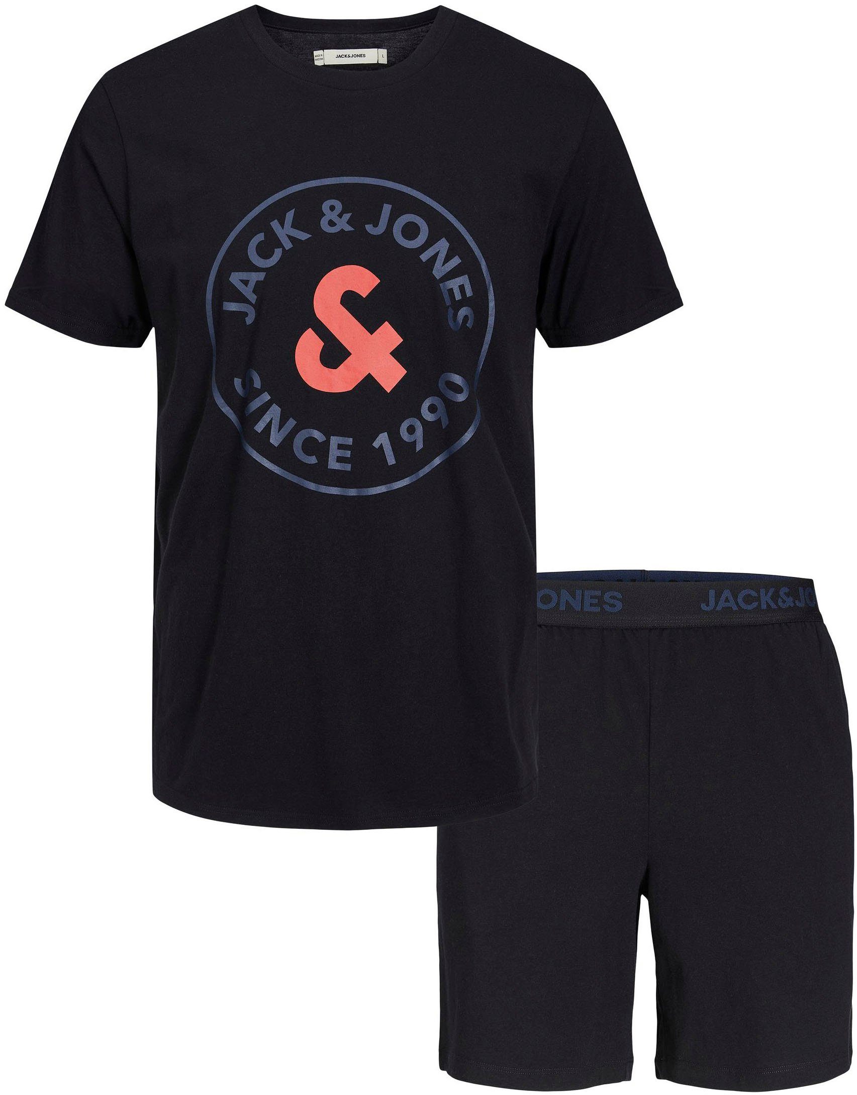 Jack & Jones Rundhalsshirt JACAARON SS TEE AND SHORTS SET Black