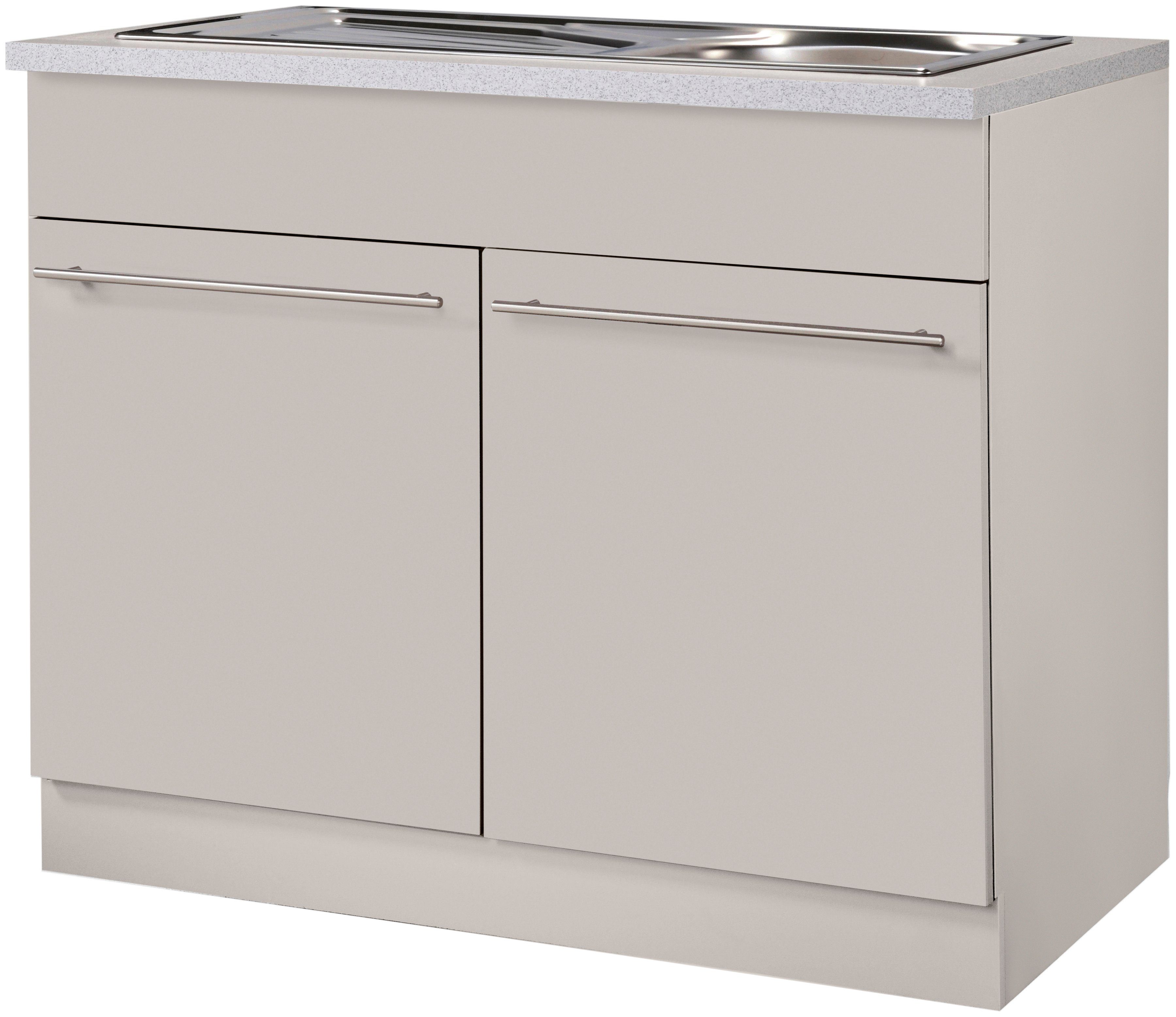 wiho Küchen Spülenschrank Chicago 100 cm breit, inkl. Einbauspüle aus Edels günstig online kaufen