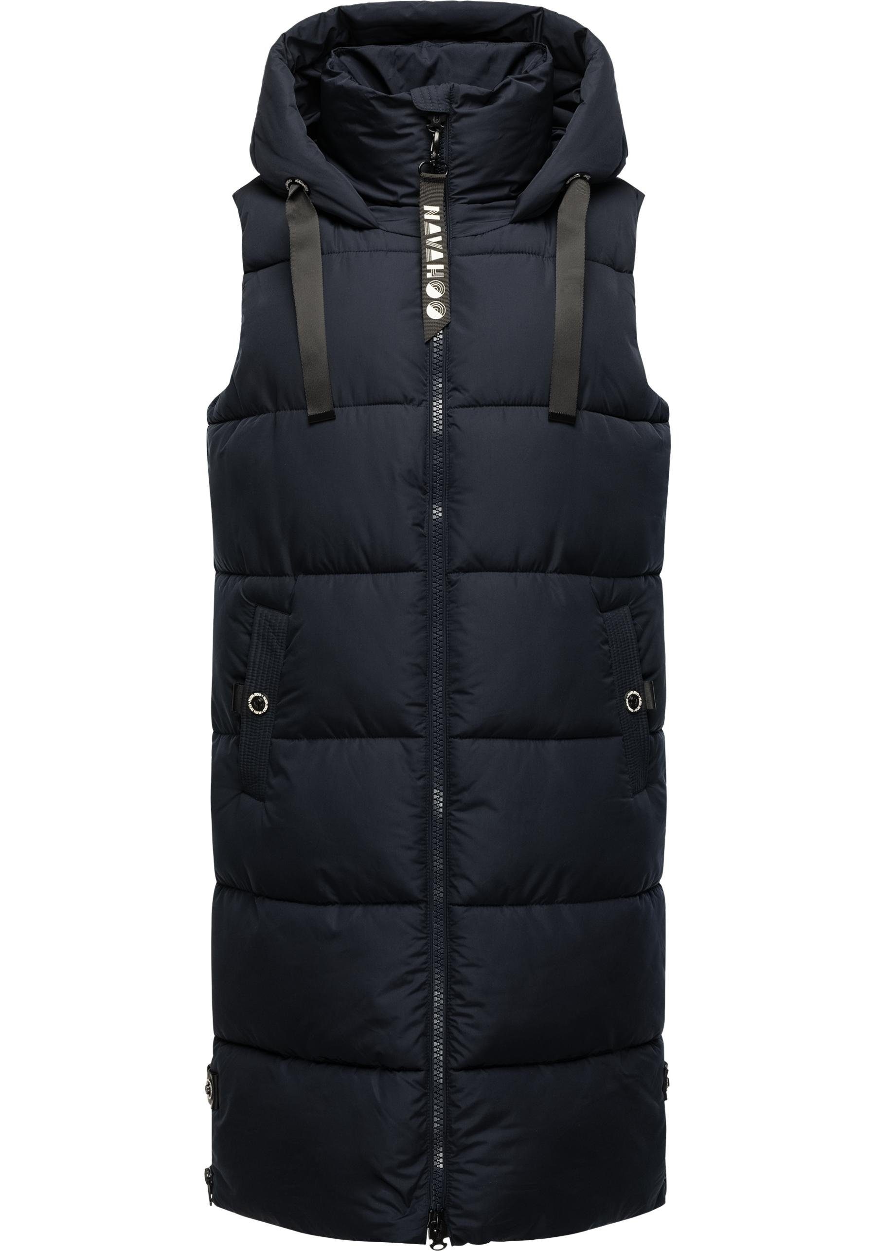 Navahoo Steppweste Schnuffelchen (1-tlg) warme Damen Outdoor-Weste lang mit Kapuze