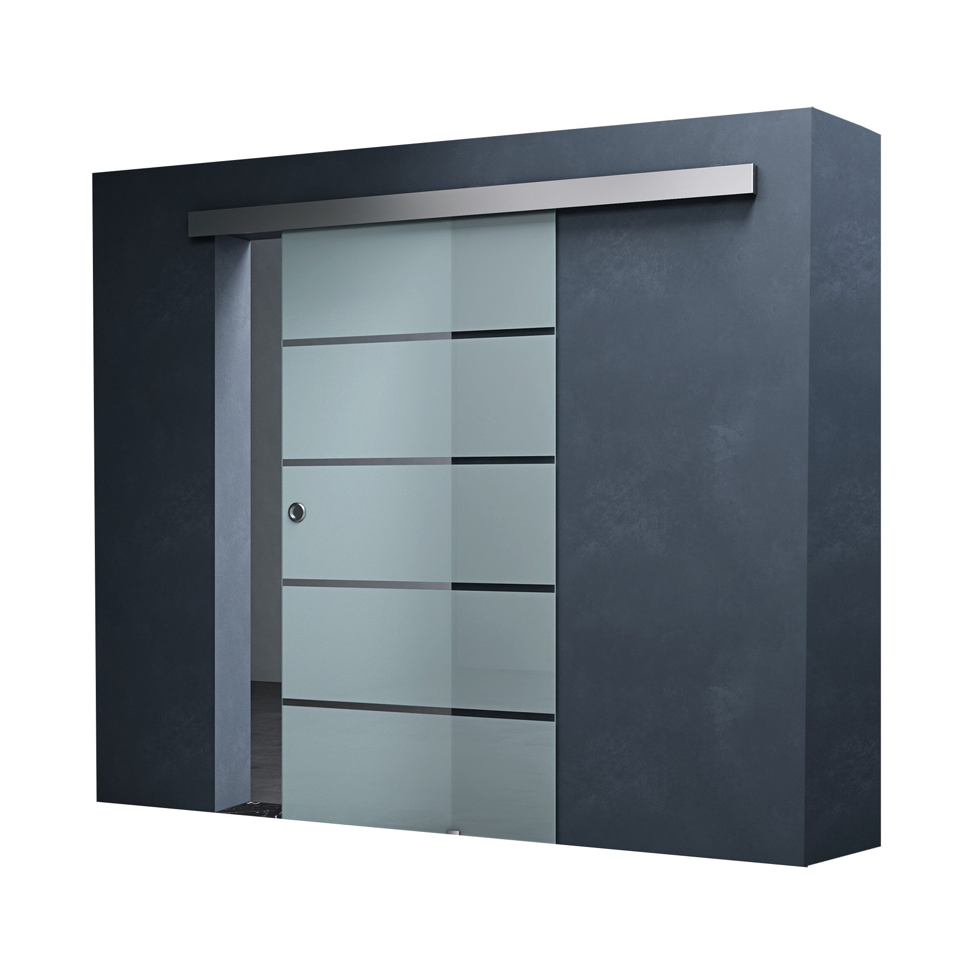 Mai & Mai Glasschiebetür komplettset in 5-Milchglas Streifen 8mm ESG-Sicher günstig online kaufen