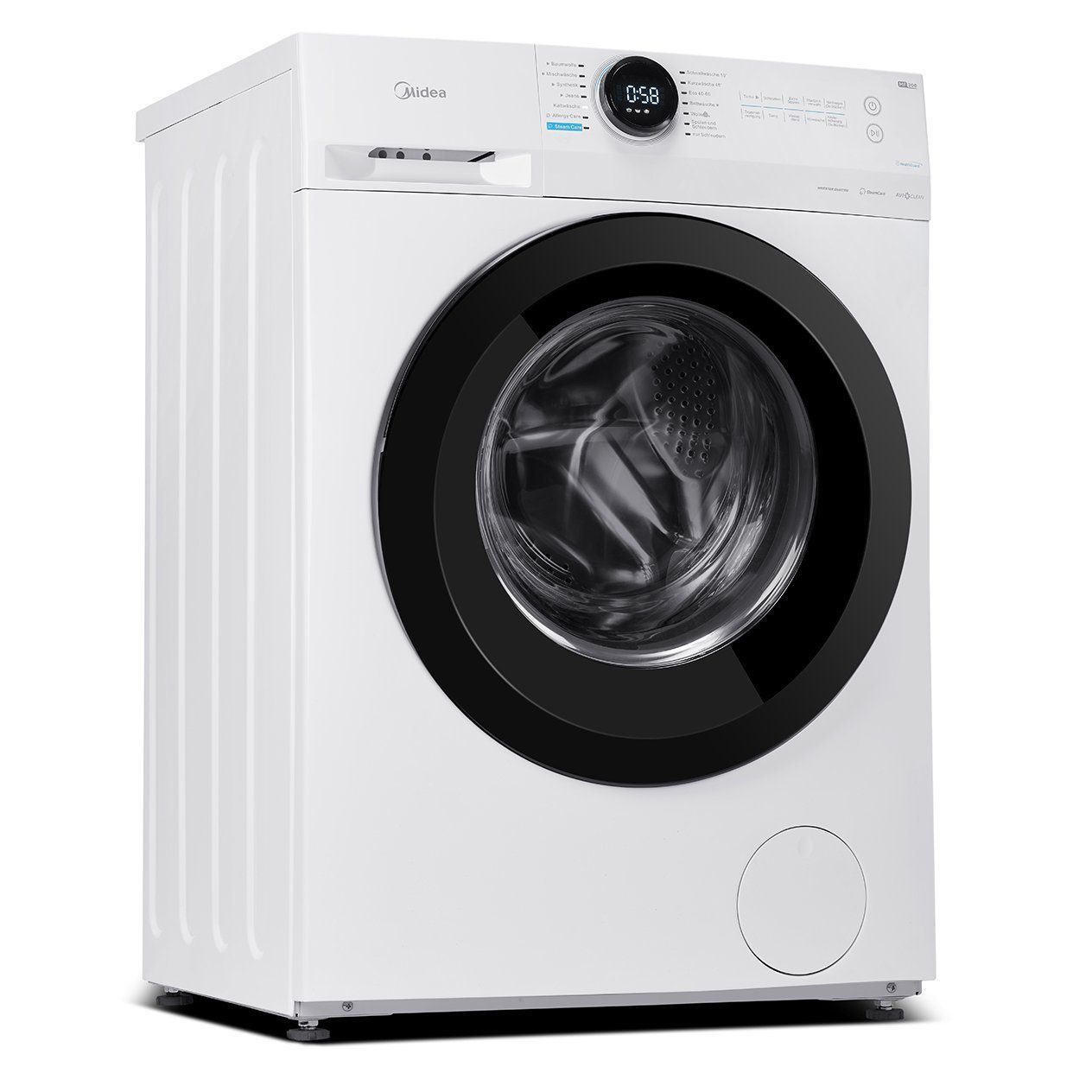 Midea Waschmaschine MF200W70B-E, 7 kg, 1400 U/min, Steam Care, Nachlegefunktion, Allergy Care, Schnellwäsche