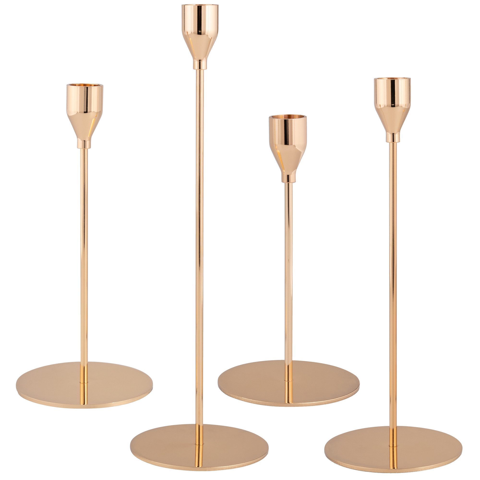 Kerzenhalter 4er-Set Kerzenhalter, Kerzenständer für Stabkerzen, Metall, roségold