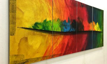 WandbilderXXL Gemälde Rainbow Flames 160 x 80 cm, Abstraktes Gemälde, handgemaltes Unikat