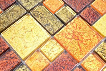 Mosani Mosaikfliesen Kombi Glasmosaik Crystal gold orange braun glänzend / 10 Matten