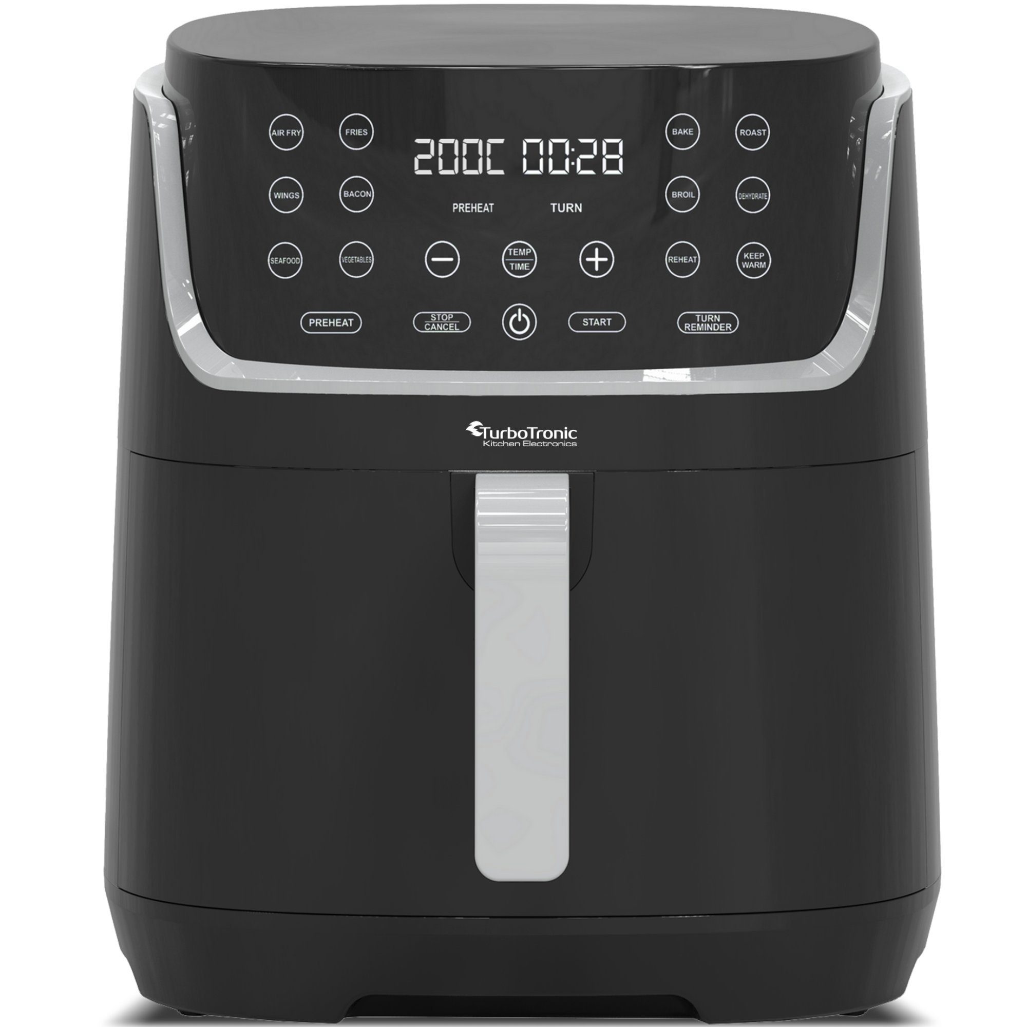 TurboTronic by Z-Line Heißluftfritteuse 8L, 13 Programme, XXL große Fritteuse Fettfrei ohne Öl, 80°C - 200°C, 1700 W, Power Camping Retro digital Airfryer heissluftfritteuse