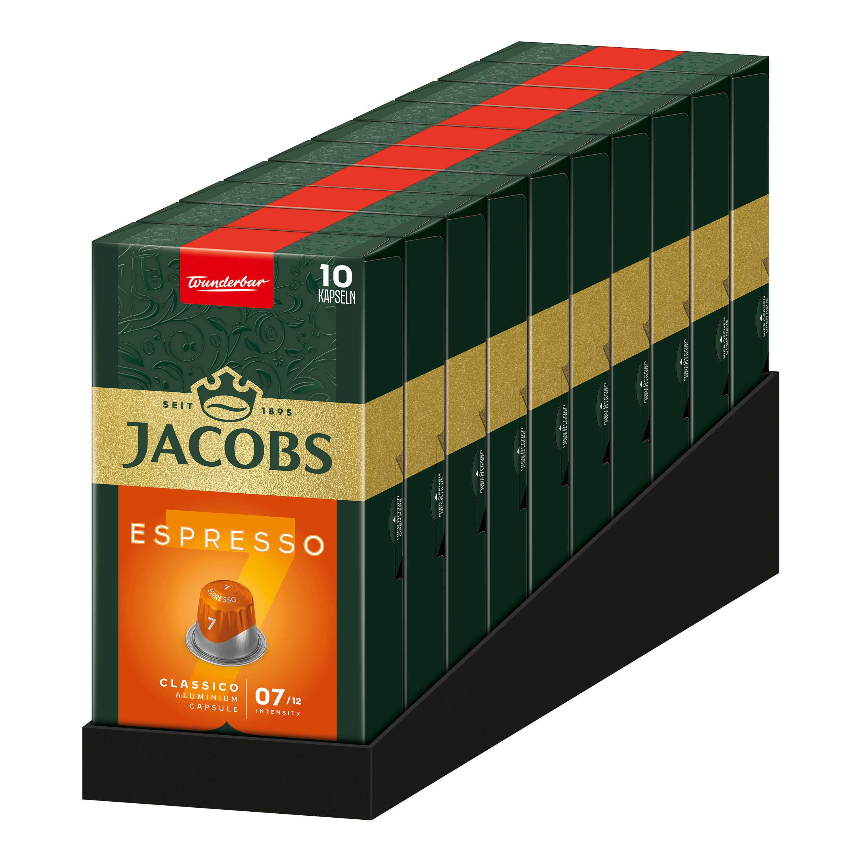 JACOBS Kaffee Espresso 7 Classico 100 Nespresso®* kompatible Kaffeekapseln, (Packung, 10er Pack)