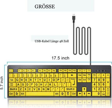 GelldG Große Drucktastatur, kabelgebunden, USB, hohe Sichtbarkeit Tastatur
