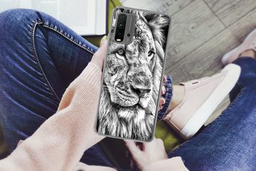 MuchoWow Handyhülle Porträt - Löwe - Schwarz und weiß, Phone Case, Handyhülle Xiaomi Redmi 9T, Silikon, Schutzhülle