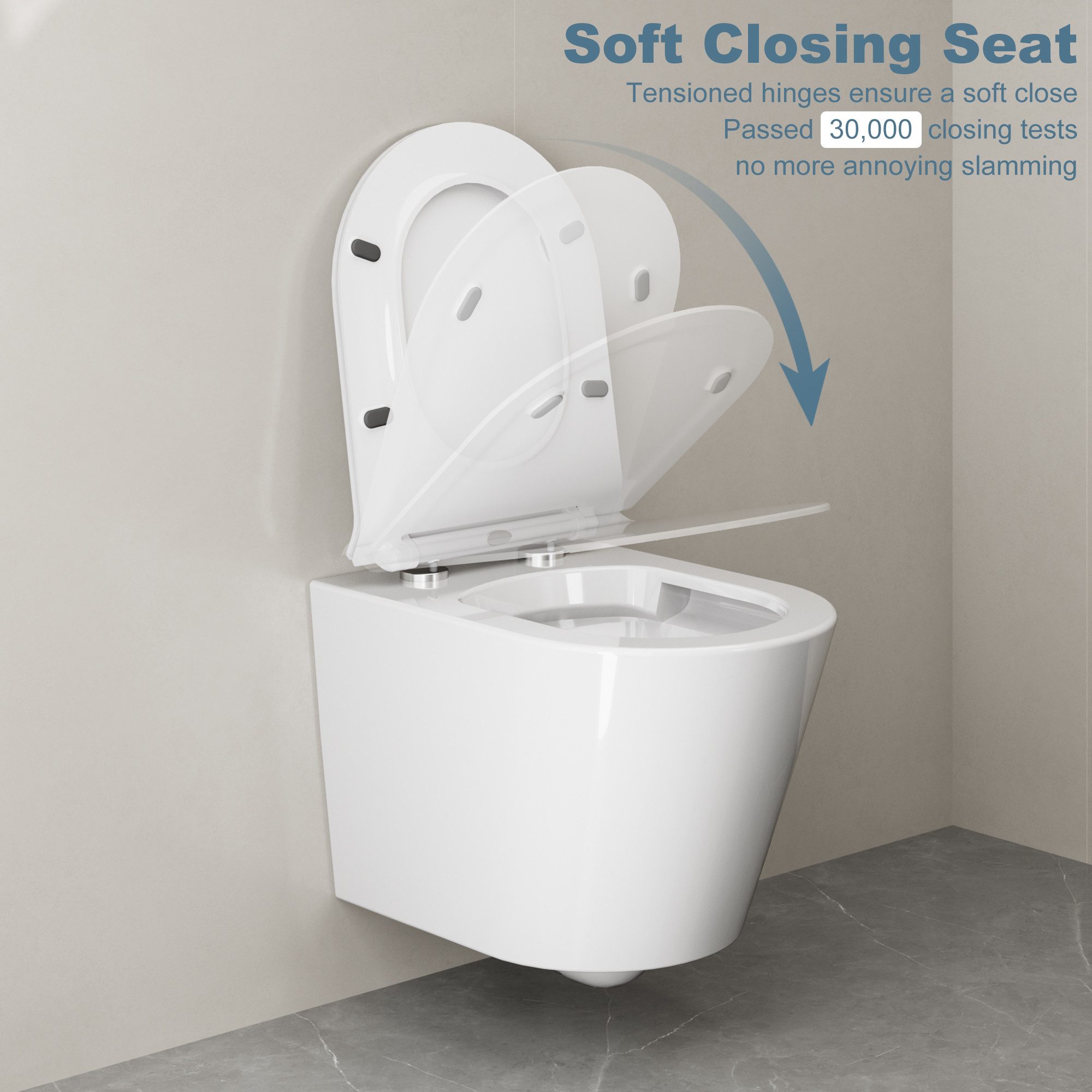 GarveeMore WC-Sitz Toilettendeckel mit Absenkautomatik D-Form