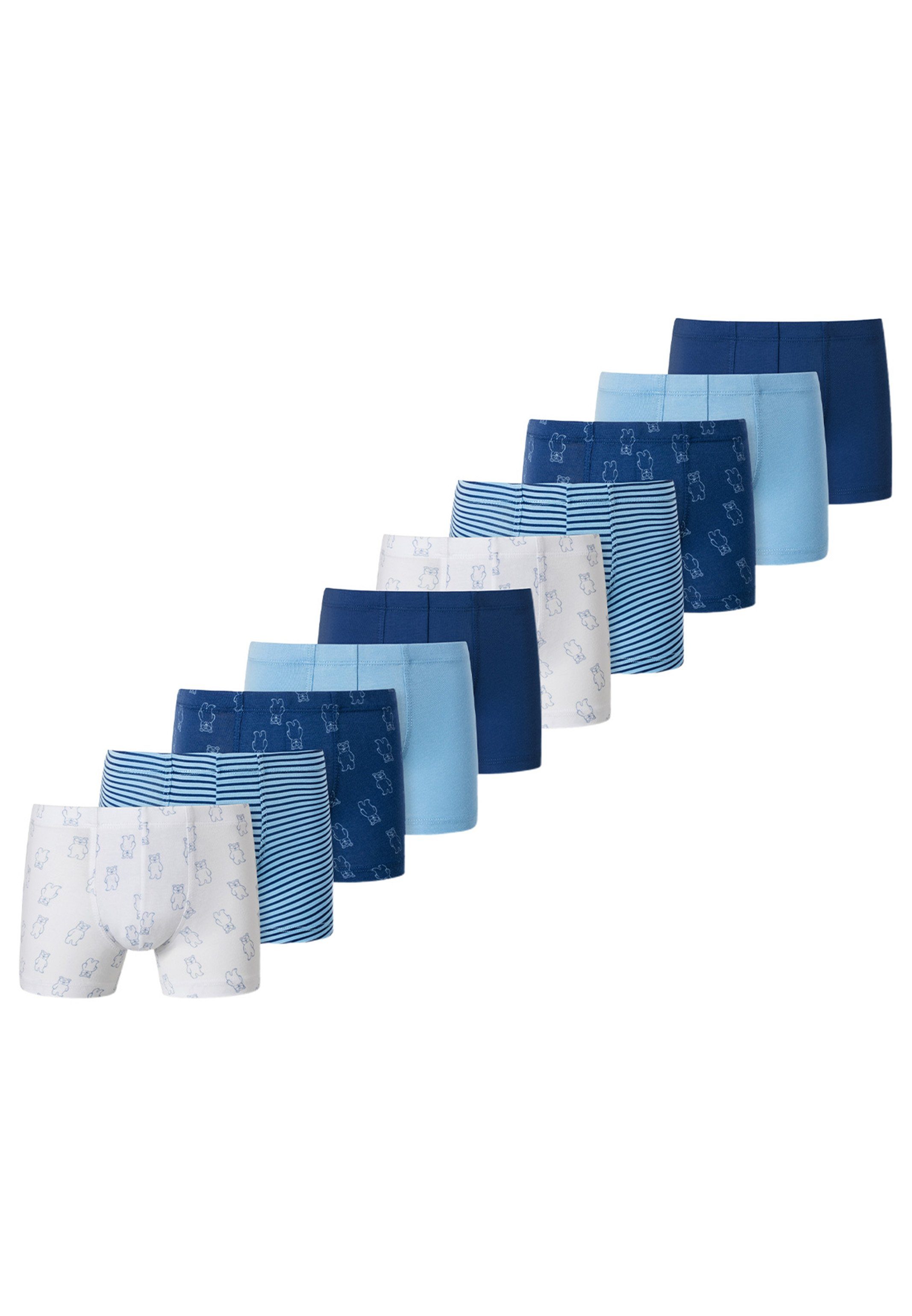 Organic mit - (HW23) komfortablem - Pants Pack Baumwolle Retro 10-St) - 10er (Spar-Set, Beinausschnitt Blau 901 95/5 Retro Hellblau / / Boxer Cotton Schiesser Short Pant