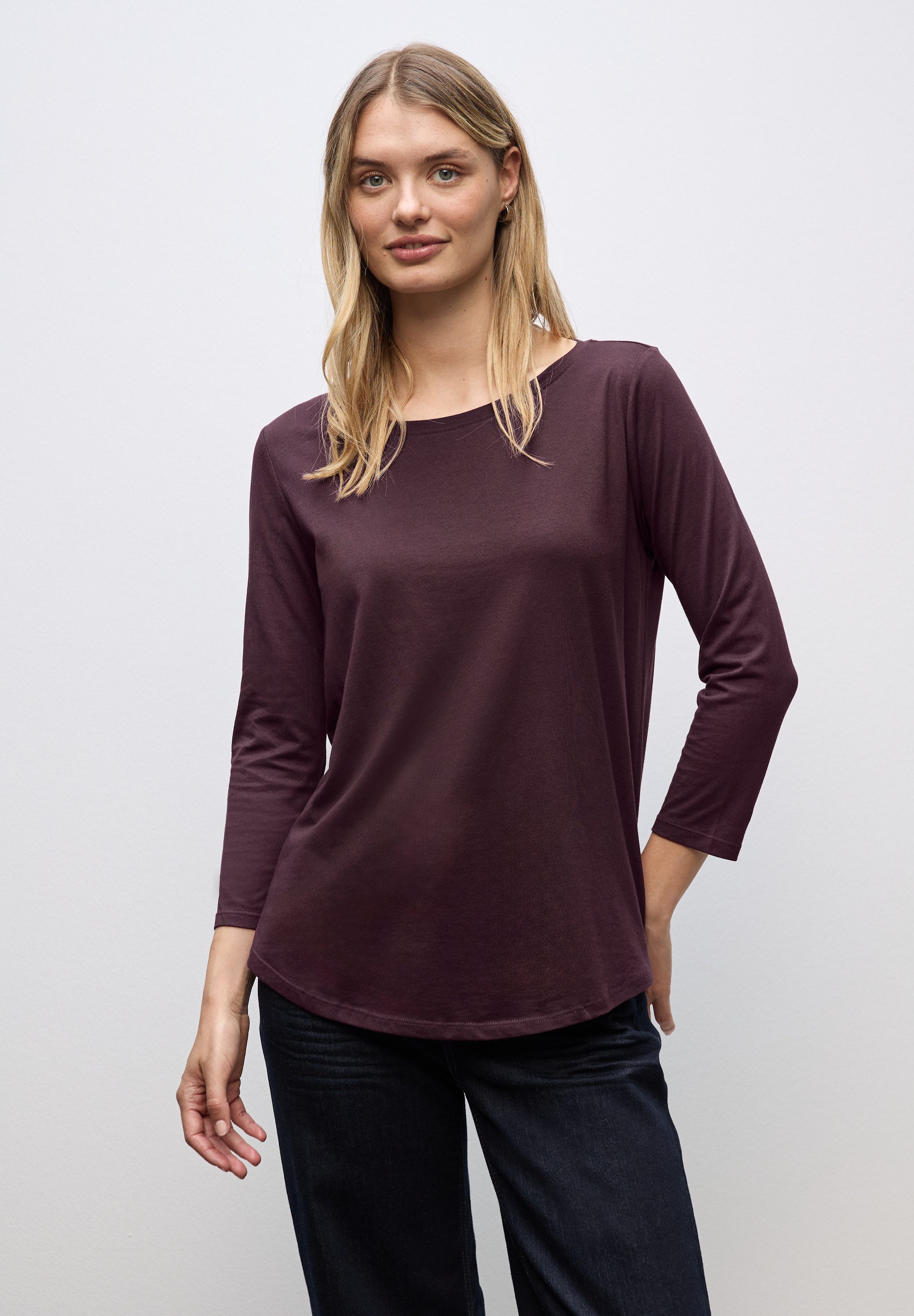 STREET ONE Langarmshirt in Unifarbe günstig online kaufen