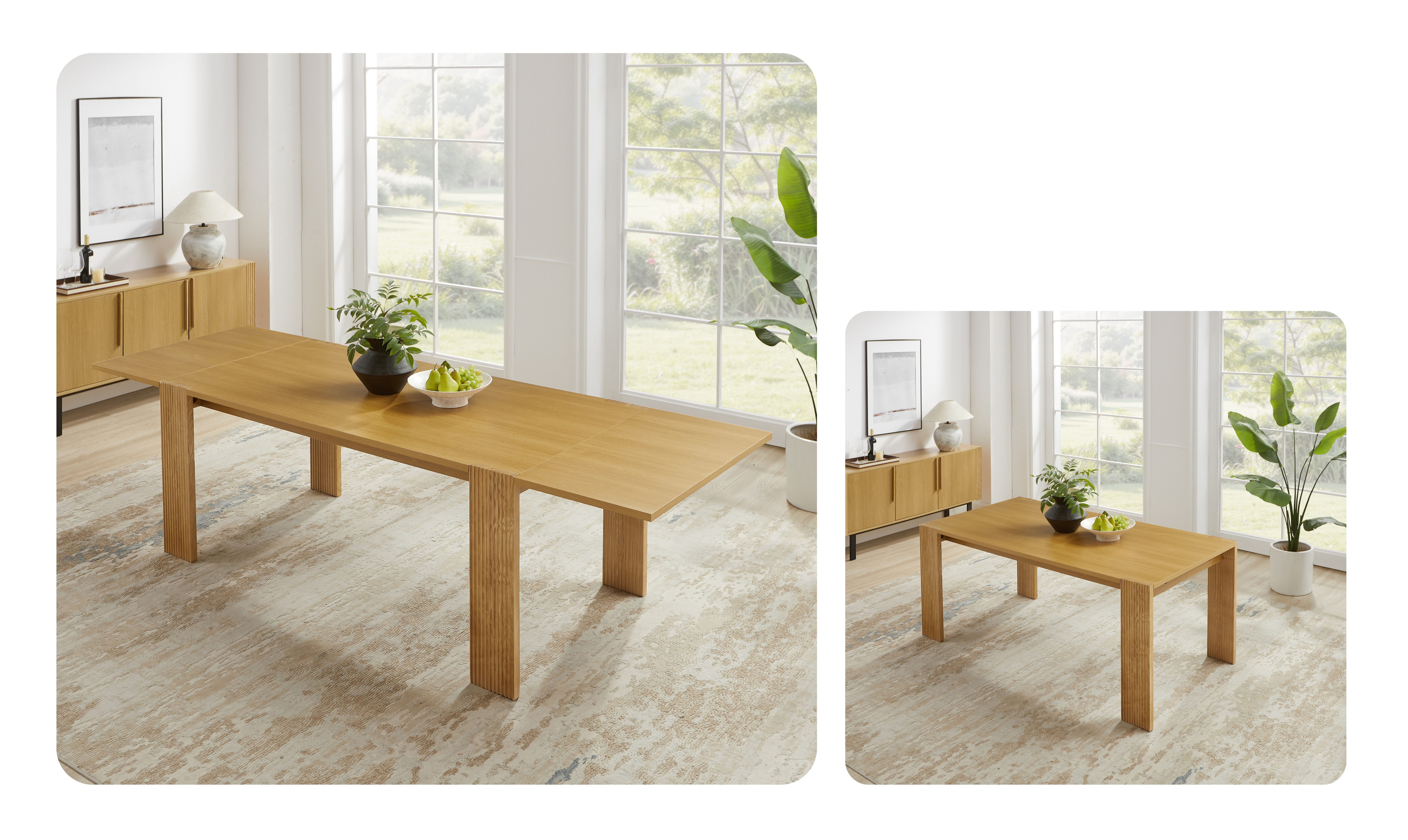 OTTO home Esstisch Peregrin, verlängerbar von 180 - 276 cm, Melaminoberfläche, robustes Eschenholzgestell, Verlängerungsfunktion