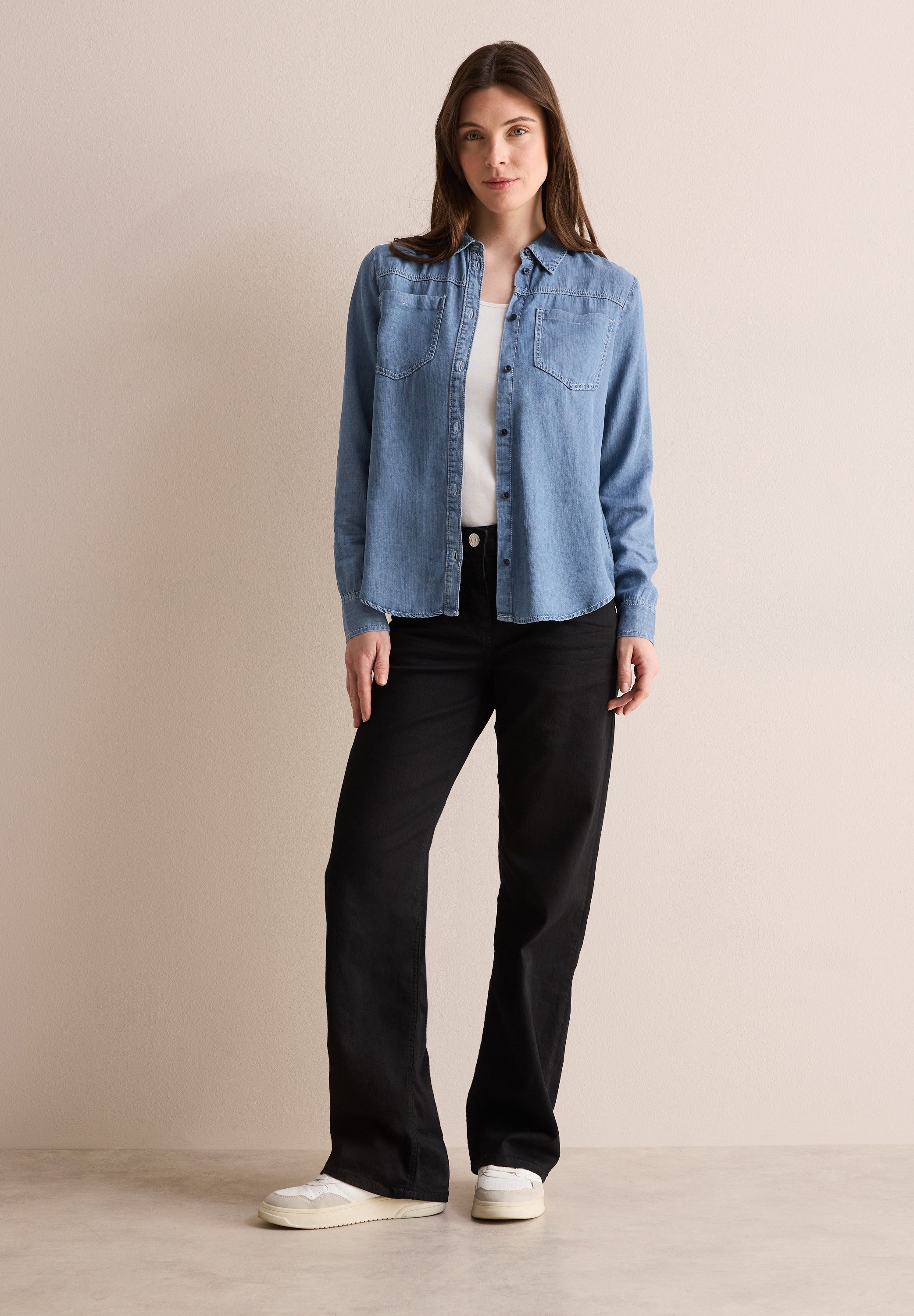 CECIL Langarmbluse in Denim-Optik