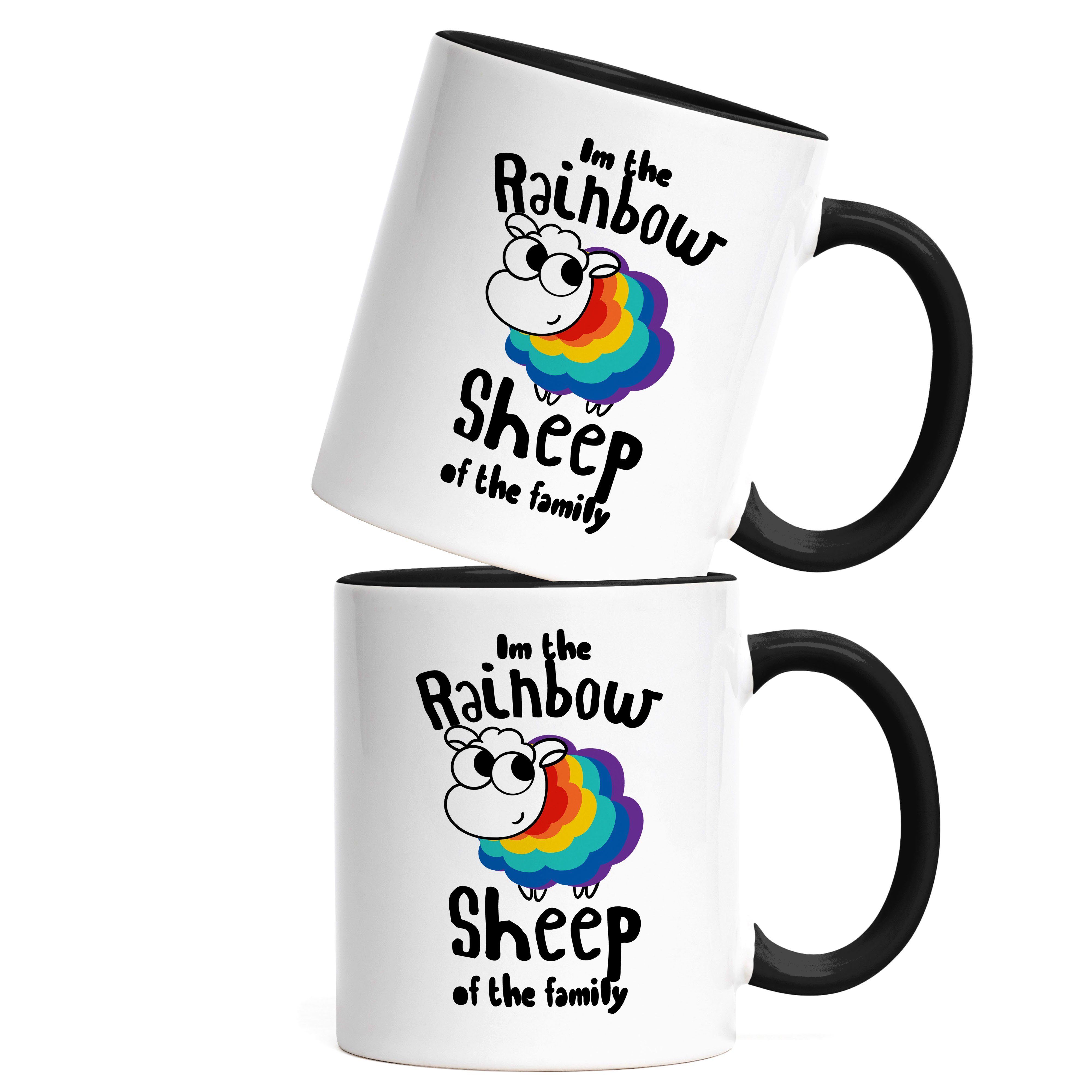 Schwarz LGBTQ Queer Sheep Regenbogen Gay LGBT Rainbow I'm Hey!Print CSD Tasse Pride Pride Week Homosexuell Tasse the